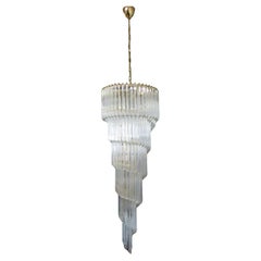 Huge Murano chandelier 166 trasparent quadriedri prism - Elena model