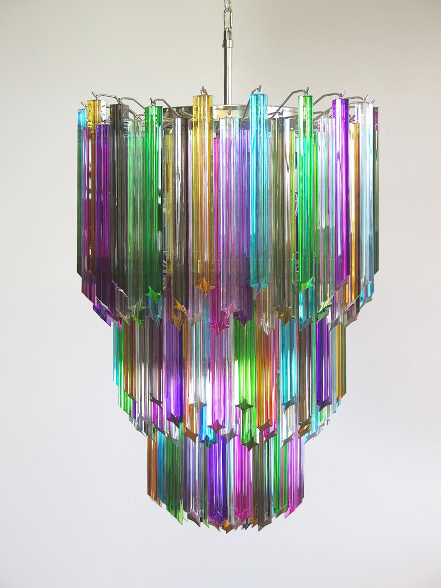 Huge Murano Chandelier Multi-Color Quadriedri, 184 Prism, Mariangela Model In Good Condition In Gaiarine Frazione Francenigo (TV), IT