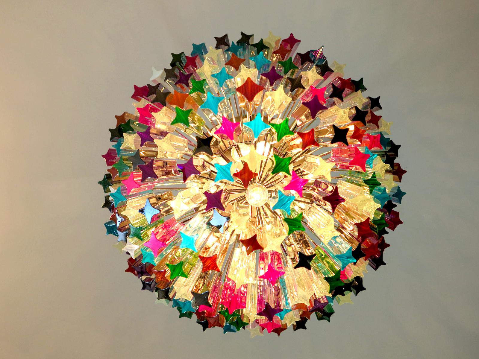 Huge Murano Chandelier Multi-Color Quadriedri, 184 Prism, Mariangela Model 2