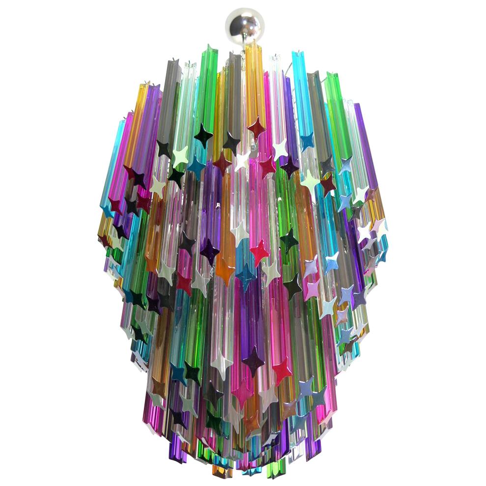 Huge Murano Chandelier Multi-Color Quadriedri, 184 Prism, Mariangela Model