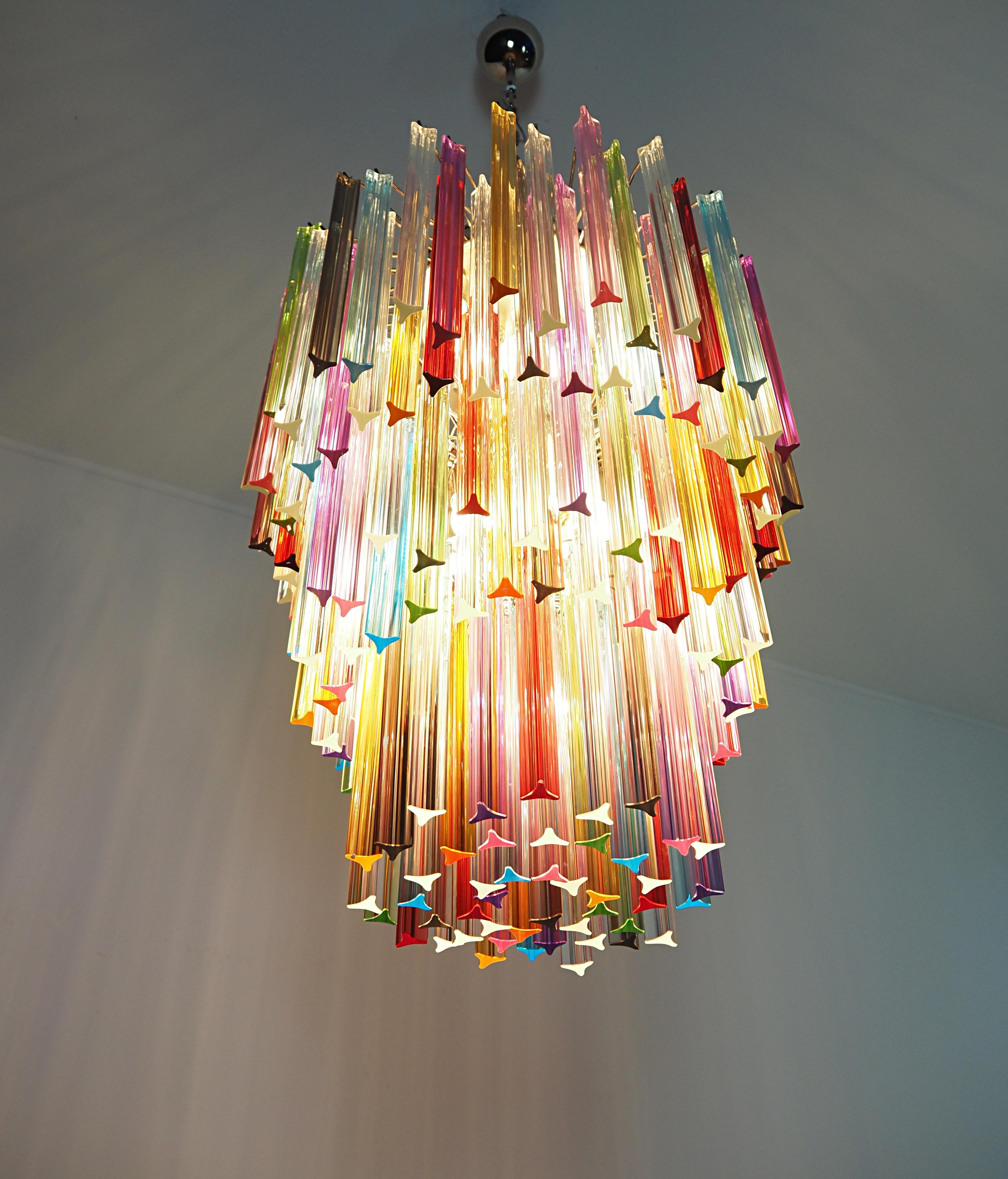 Italian Huge Murano Chandelier Multi-Color Triedri, 184 Prism, Mariangela Model For Sale