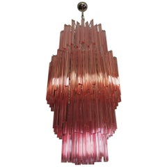 Huge Murano Chandelier Multi-Color Pink Triedri, 242 Prism