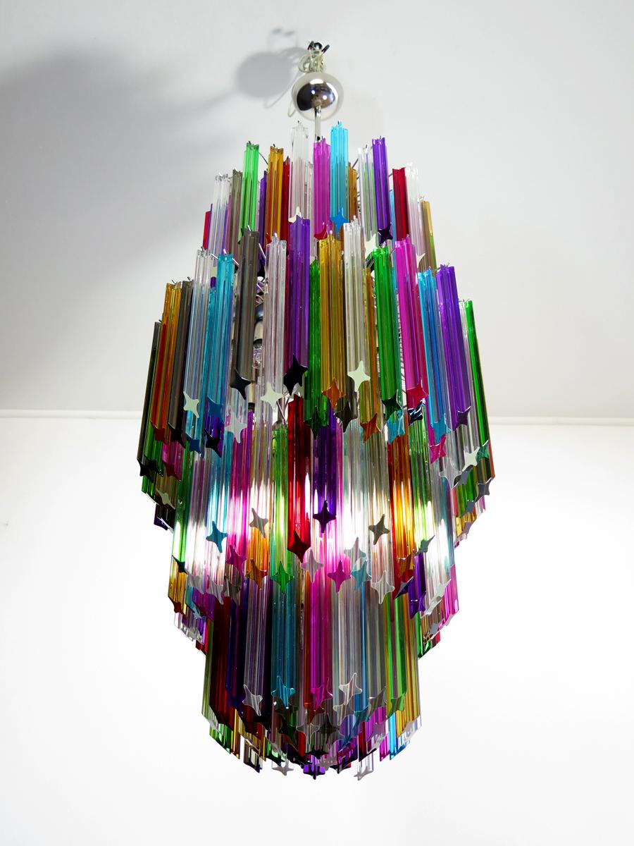 Huge Murano chandelier multicolor quadriedri – 242 prism - Mariangela model For Sale 2