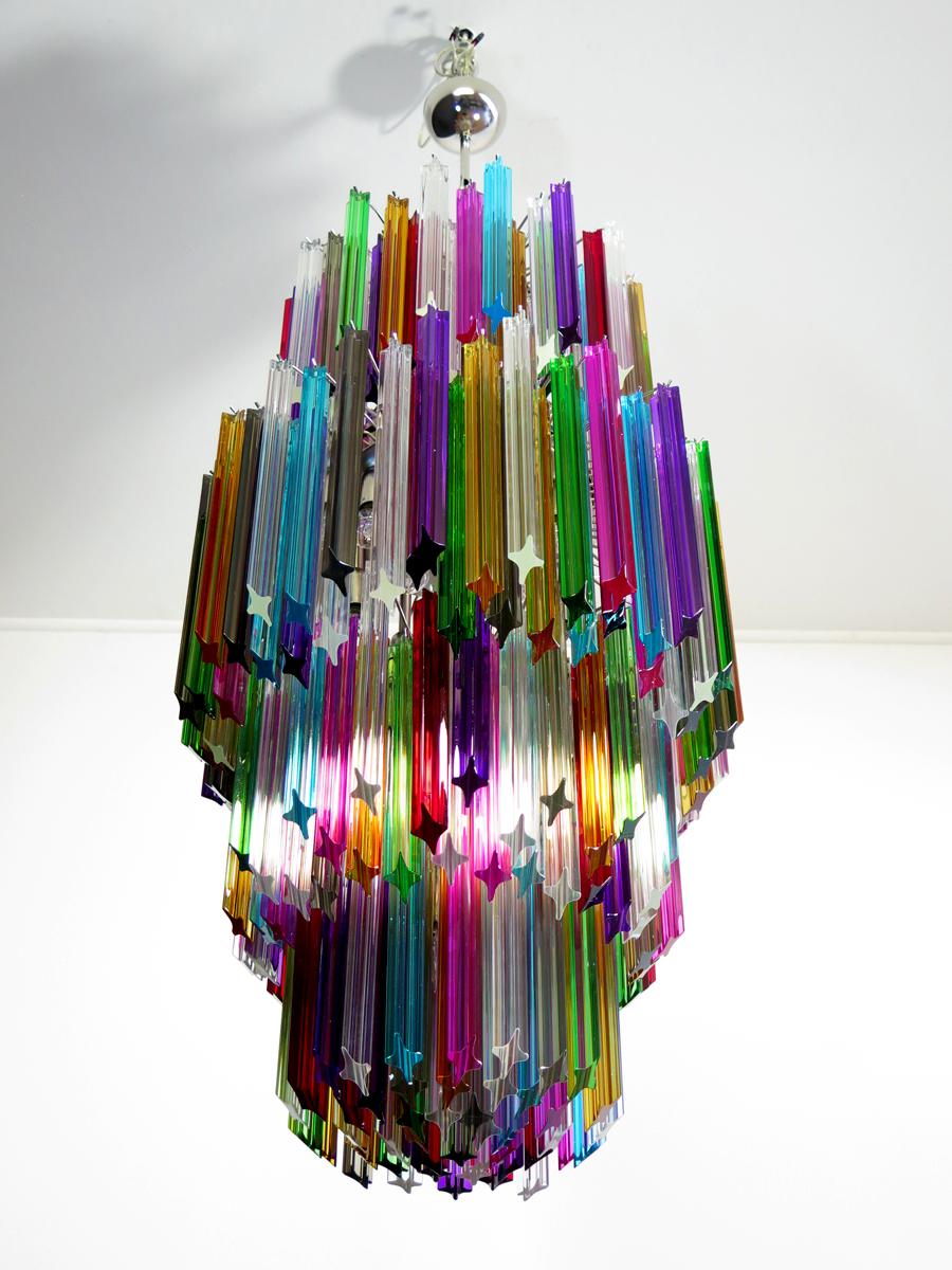 Huge Murano chandelier multicolor quadriedri – 242 prism - Mariangela model For Sale 4