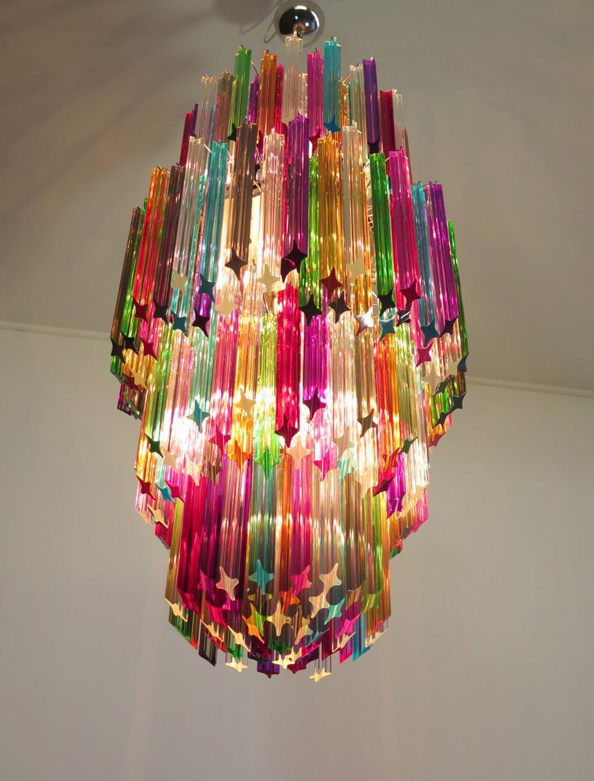 Galvanized Huge Murano chandelier multicolor quadriedri – 242 prism - Mariangela model For Sale