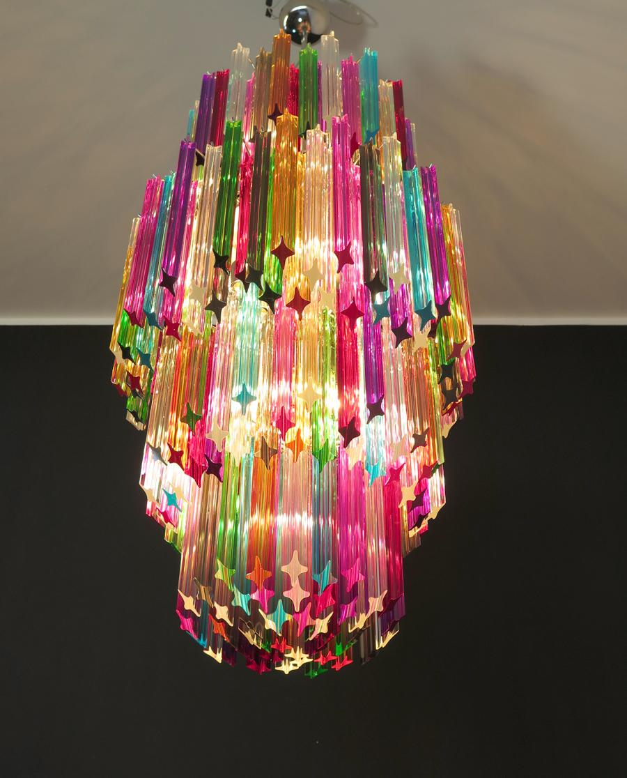 20th Century Huge Murano chandelier multicolor quadriedri – 242 prism - Mariangela model For Sale