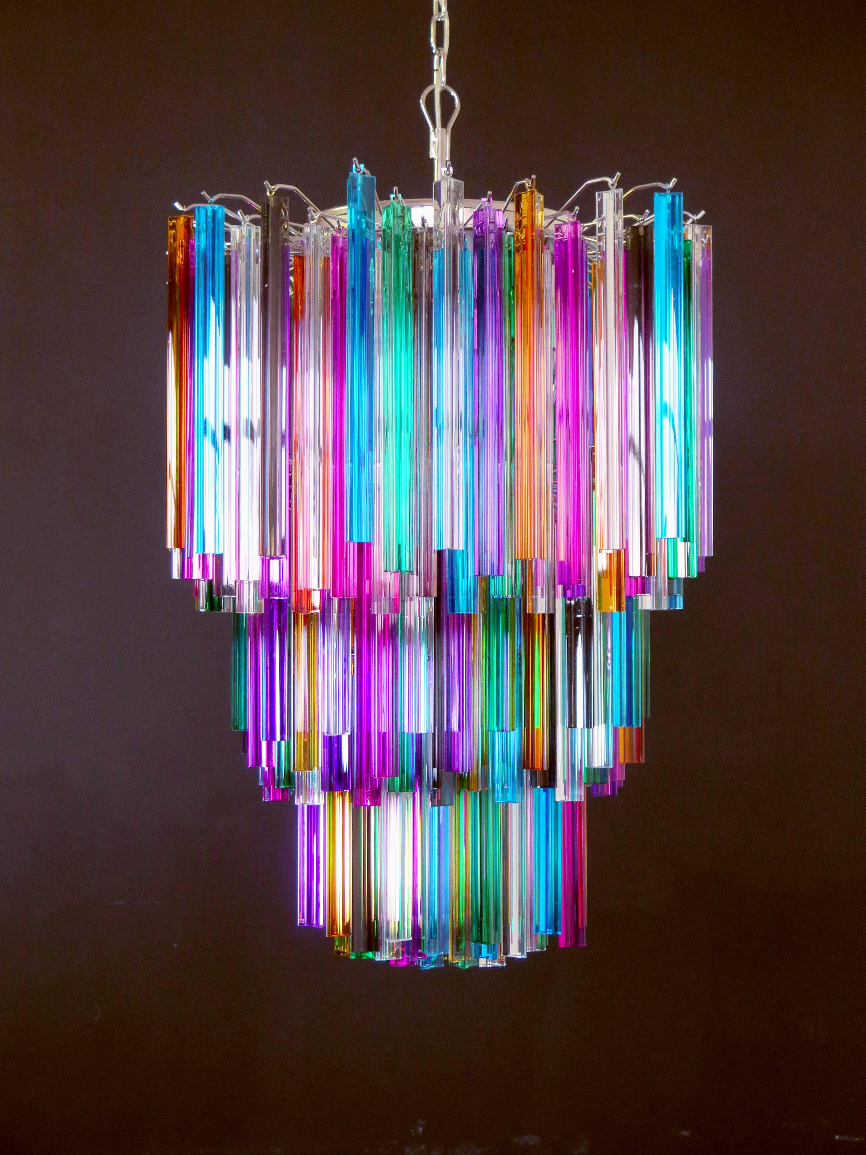 Grand lustre de Murano multicolore Triedri:: 184 Prism:: modèle Mariangela Bon état à Gaiarine Frazione Francenigo (TV), IT