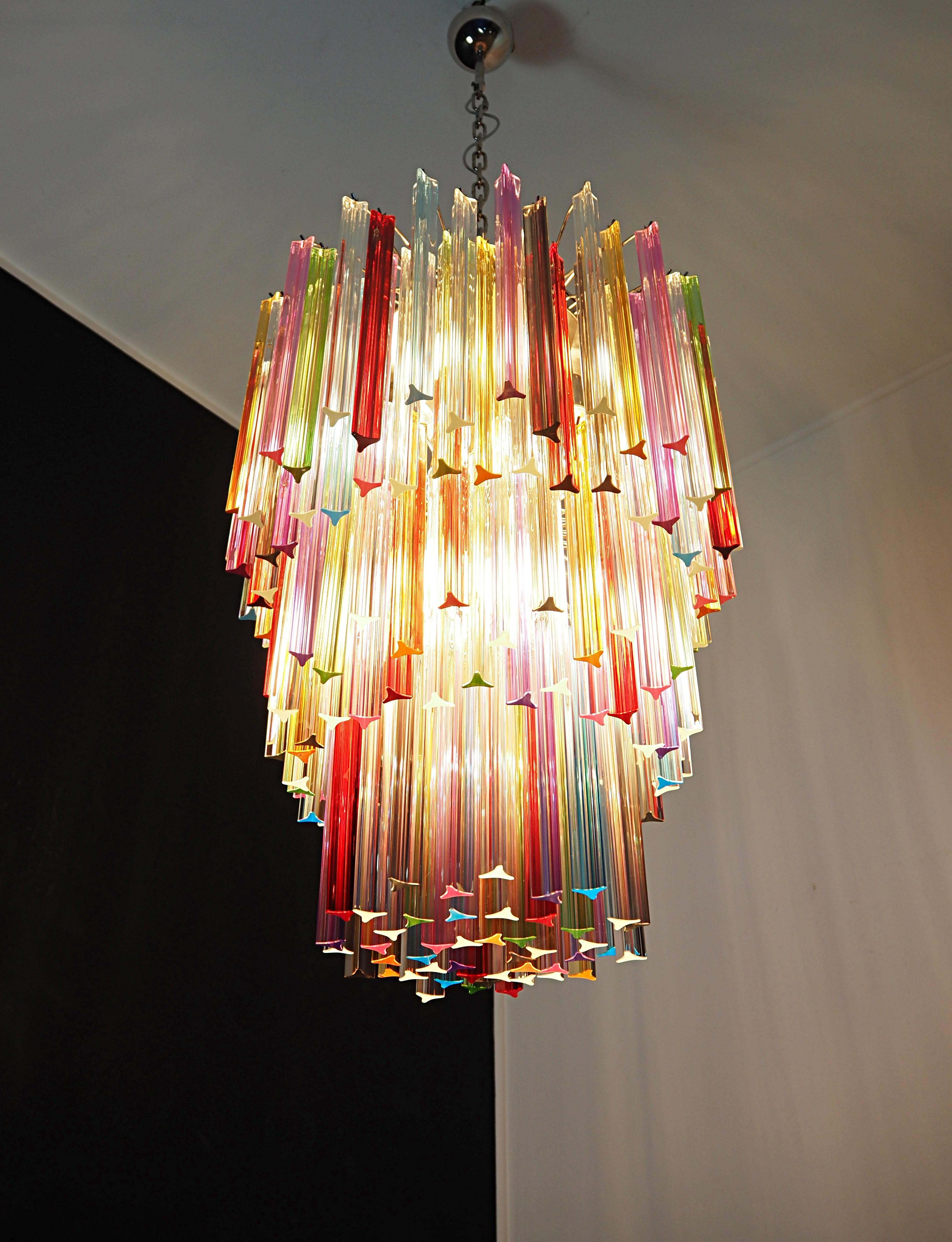 Huge Murano chandelier multicolor triedri – 187 prism - Mariangela model For Sale 2