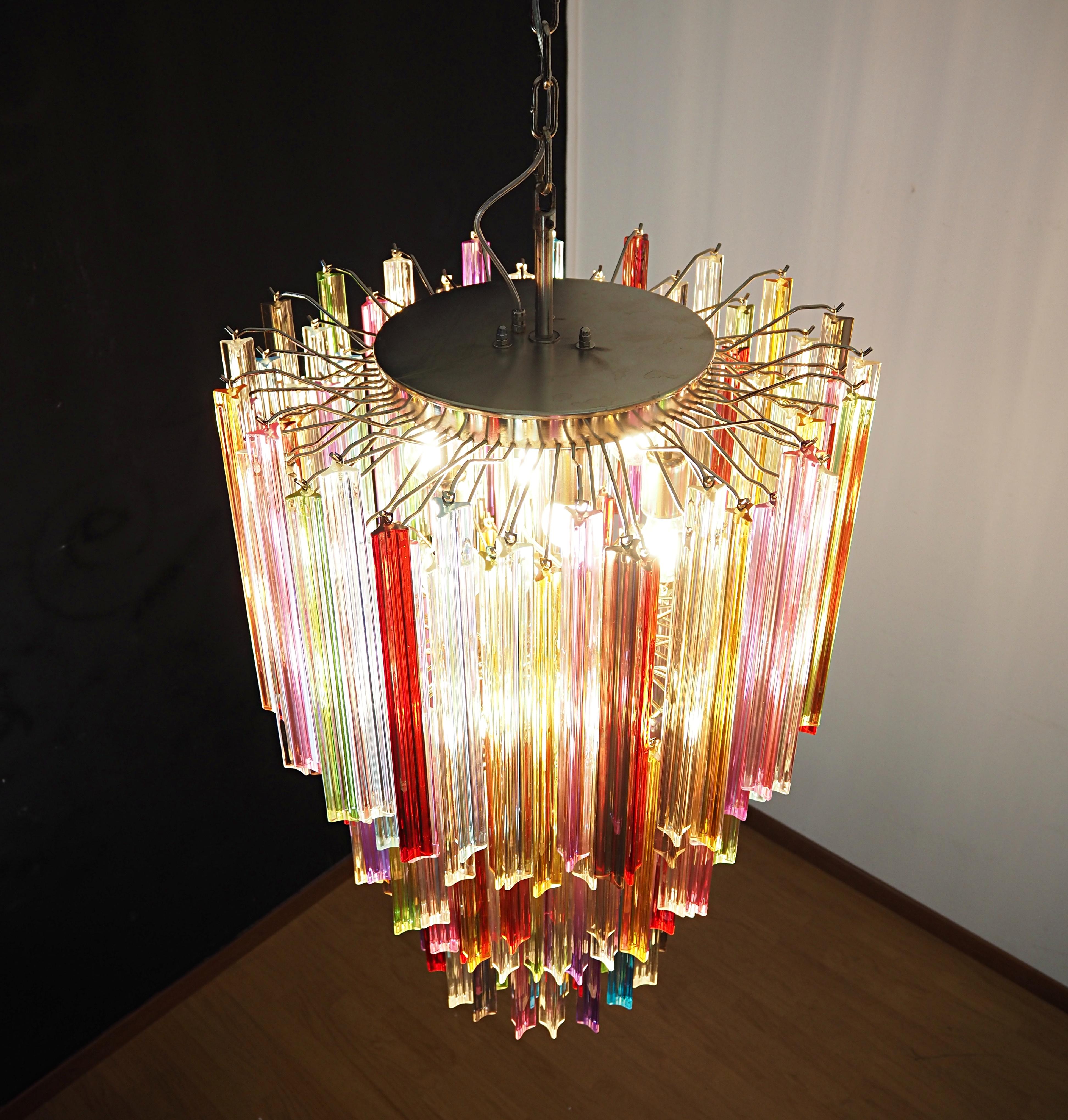 Huge Murano chandelier multicolor triedri – 187 prism - Mariangela model For Sale 6