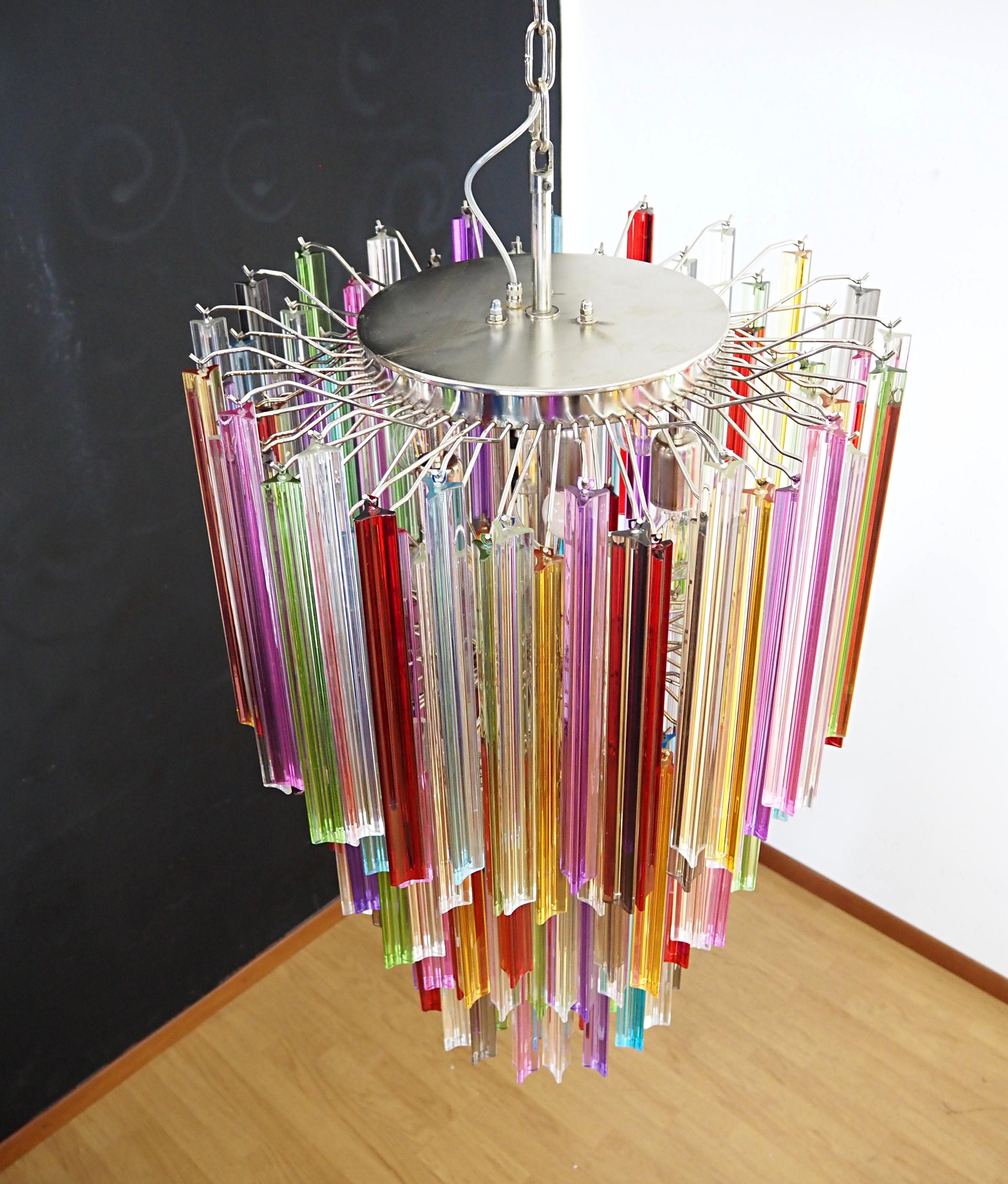 Huge Murano chandelier multicolor triedri – 187 prism - Mariangela model For Sale 7