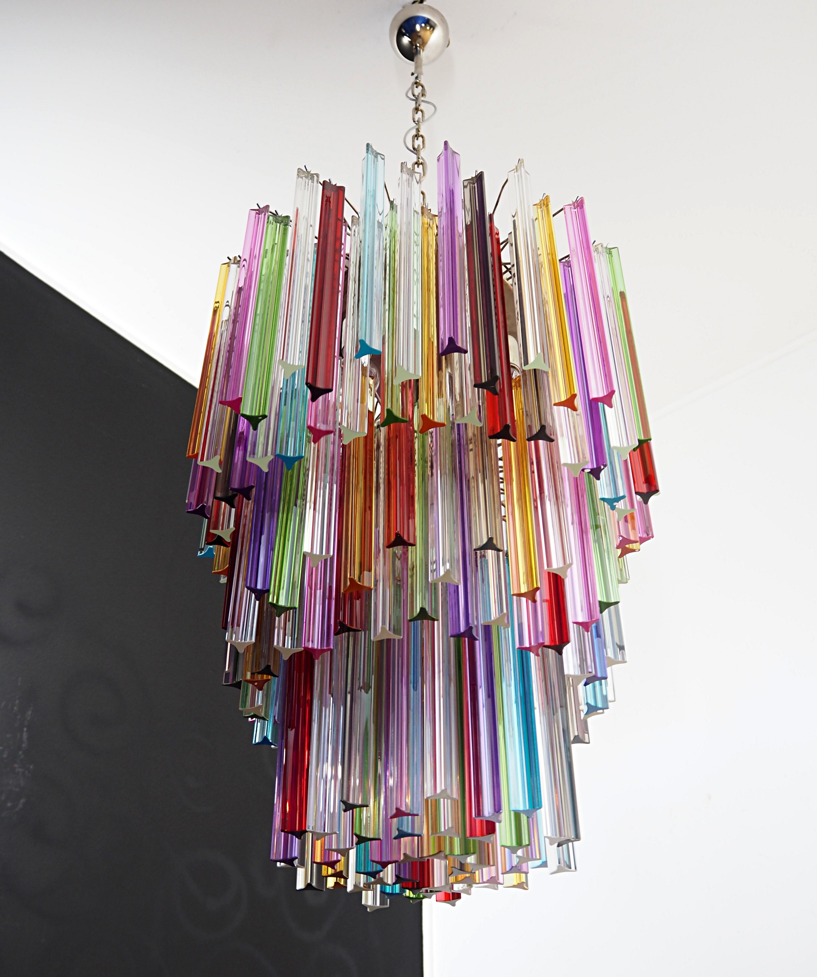 Galvanized Huge Murano chandelier multicolor triedri – 187 prism - Mariangela model For Sale