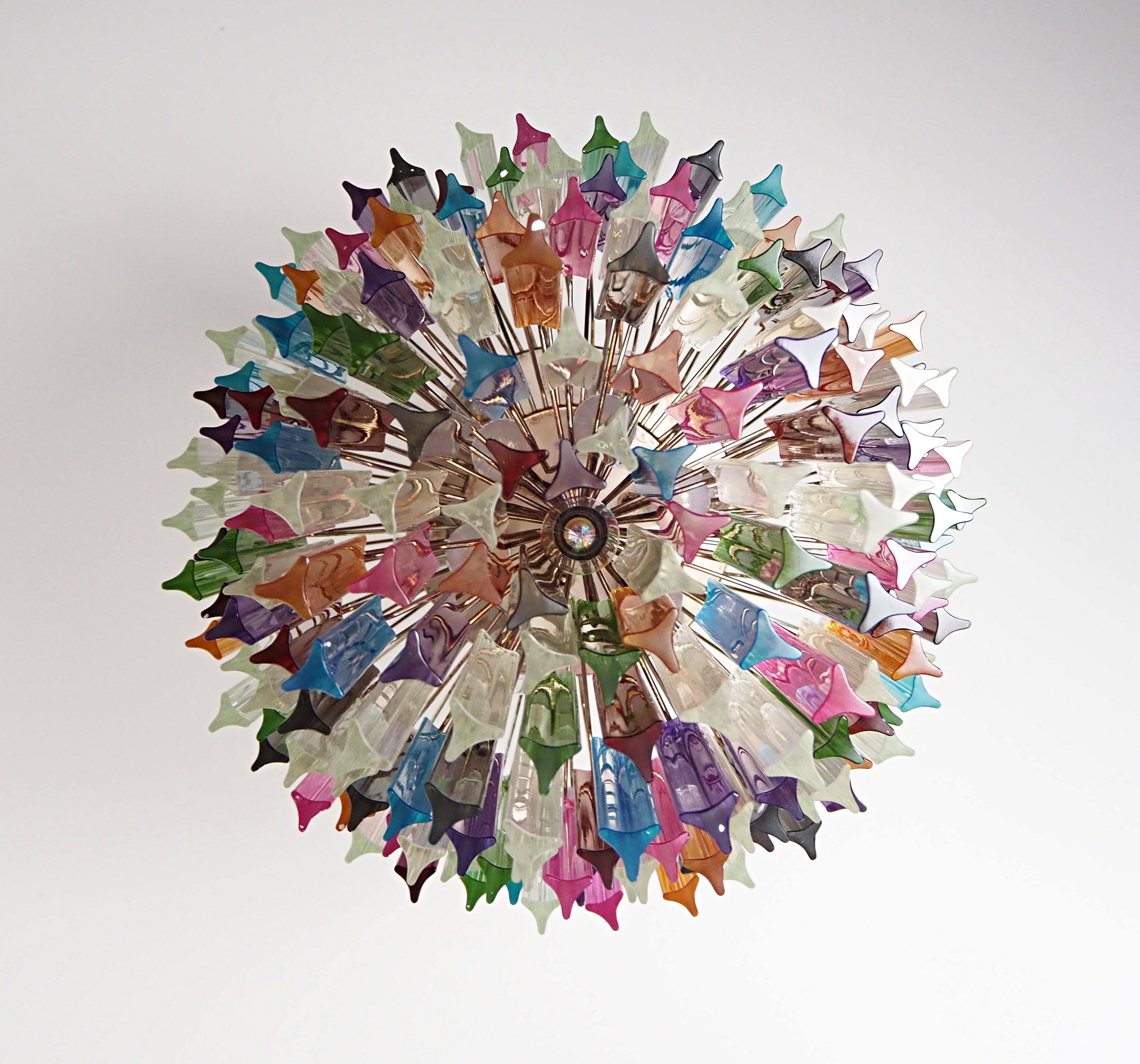 20th Century Huge Murano chandelier multicolor triedri – 187 prism - Mariangela model For Sale