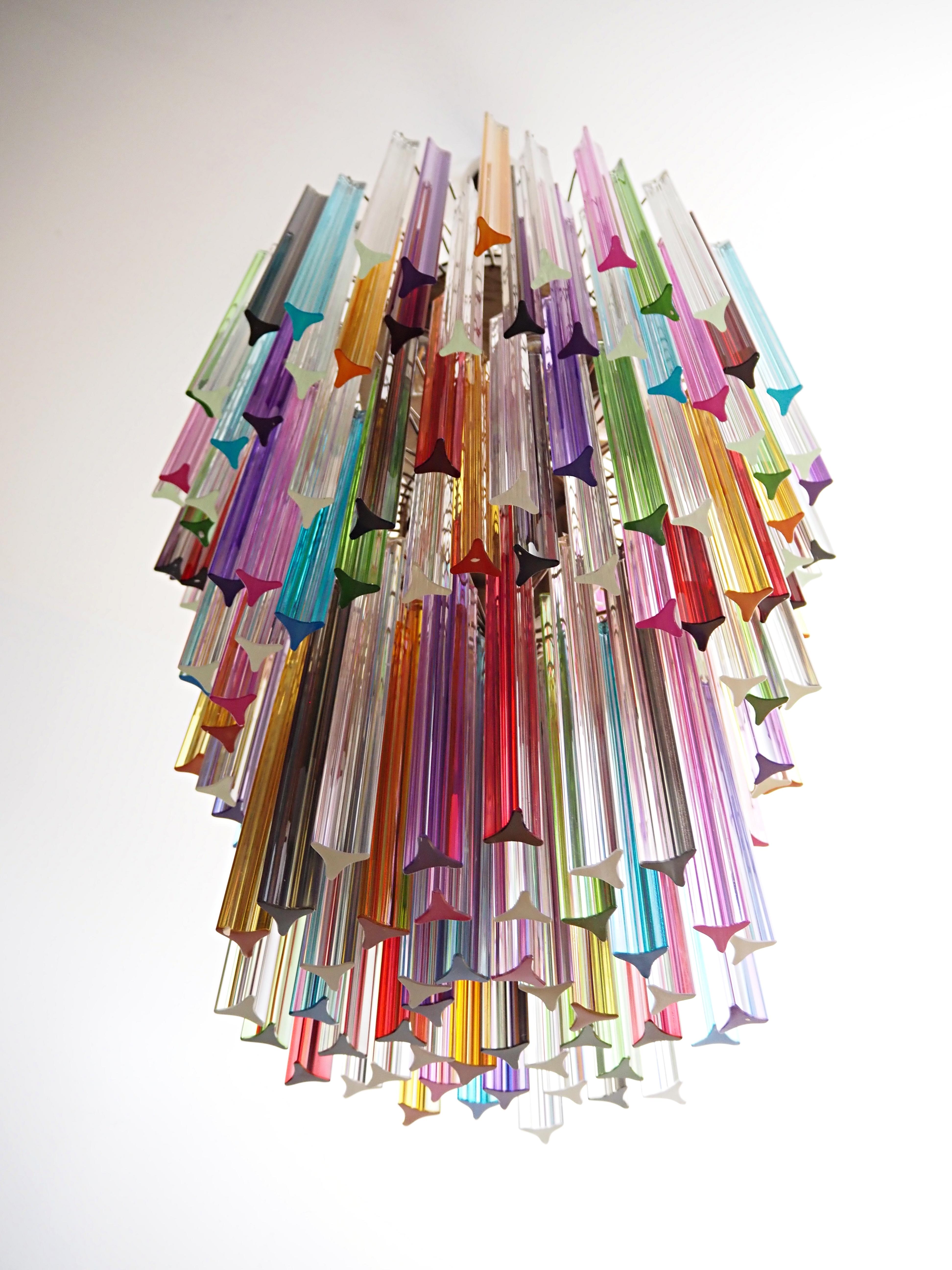 Art Glass Huge Murano chandelier multicolor triedri – 187 prism - Mariangela model For Sale