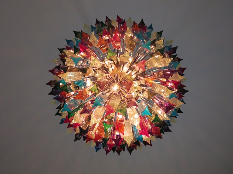 Huge Murano Chandelier Multi-Color Triedri, 187 Prism, Mariangela Model For Sale 2