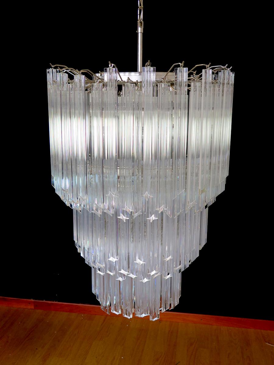 Enorme lampadario di Murano Trasparente Quadriedri, 182 Prisma, Modello Elena in vendita 3