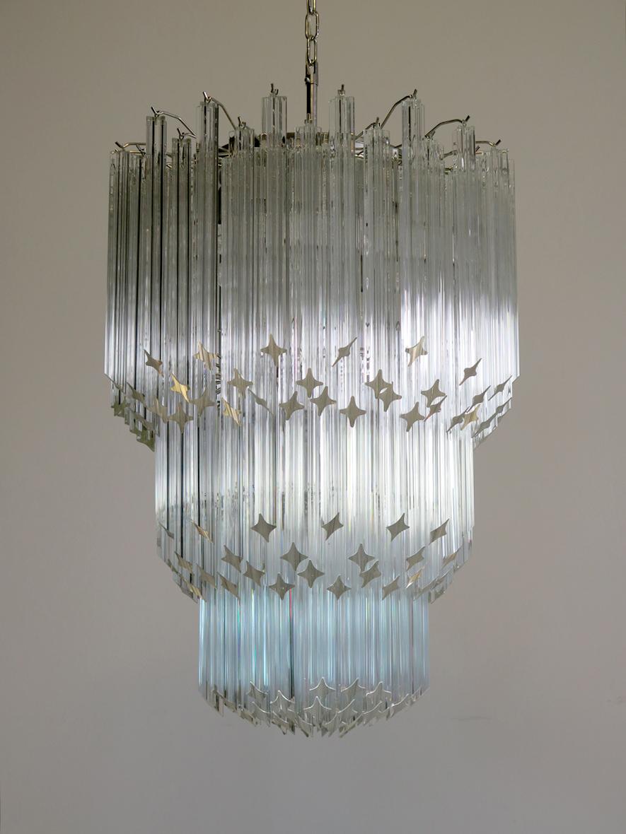 Enorme lampadario di Murano Trasparente Quadriedri, 182 Prisma, Modello Elena in vendita 4