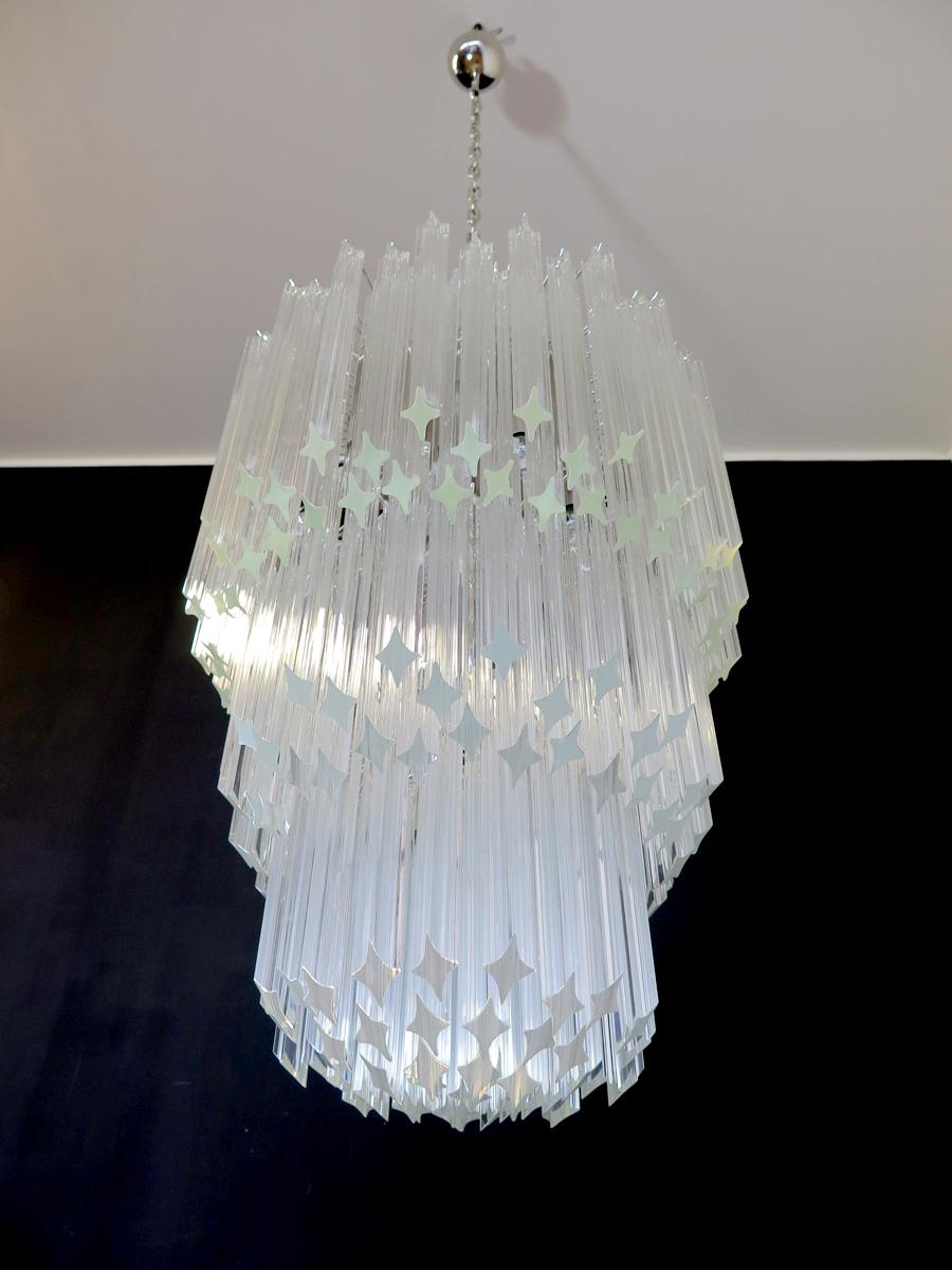 Enorme lampadario di Murano Trasparente Quadriedri, 182 Prisma, Modello Elena in vendita 1