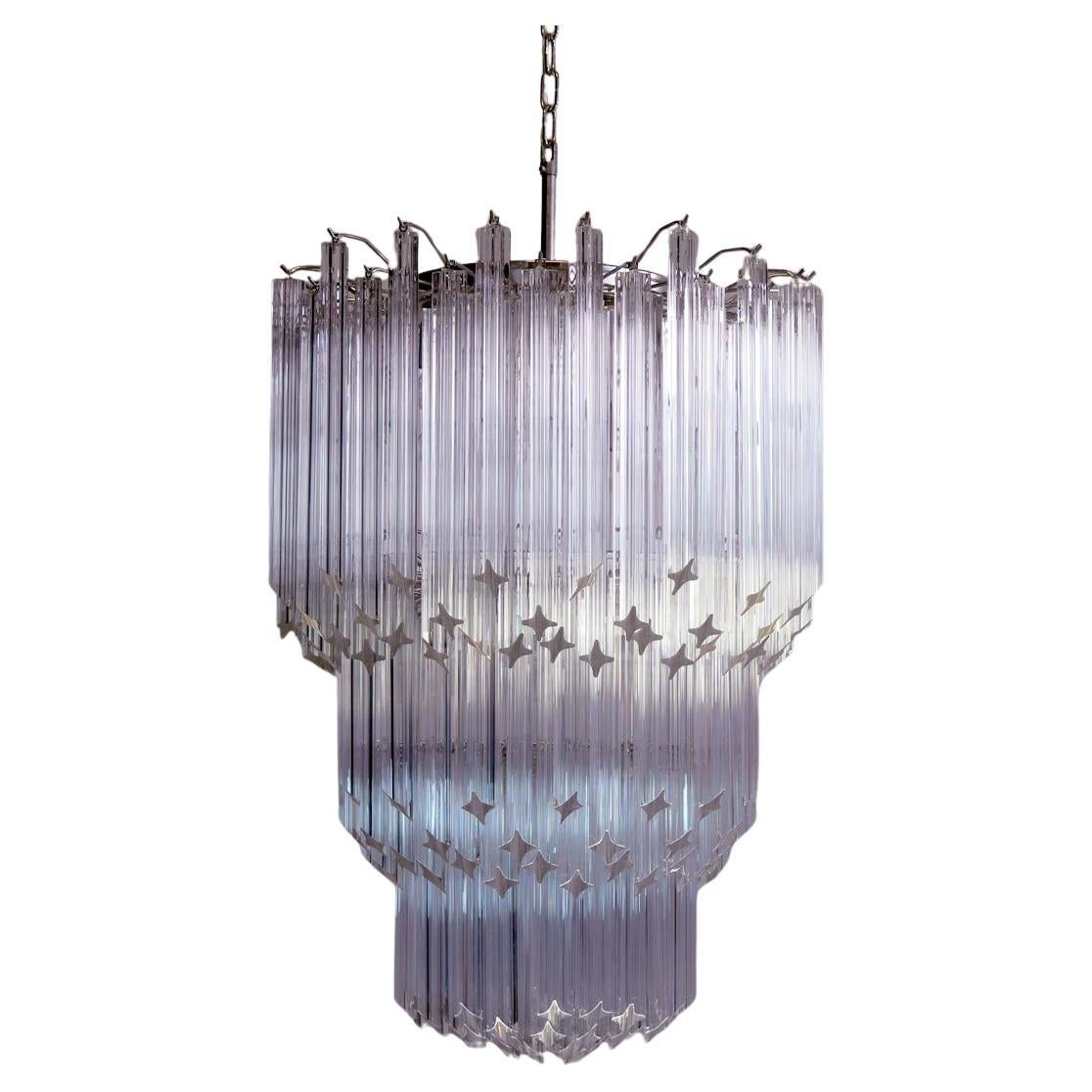 Enorme lampadario di Murano Trasparente Quadriedri, 182 Prisma, Modello Elena