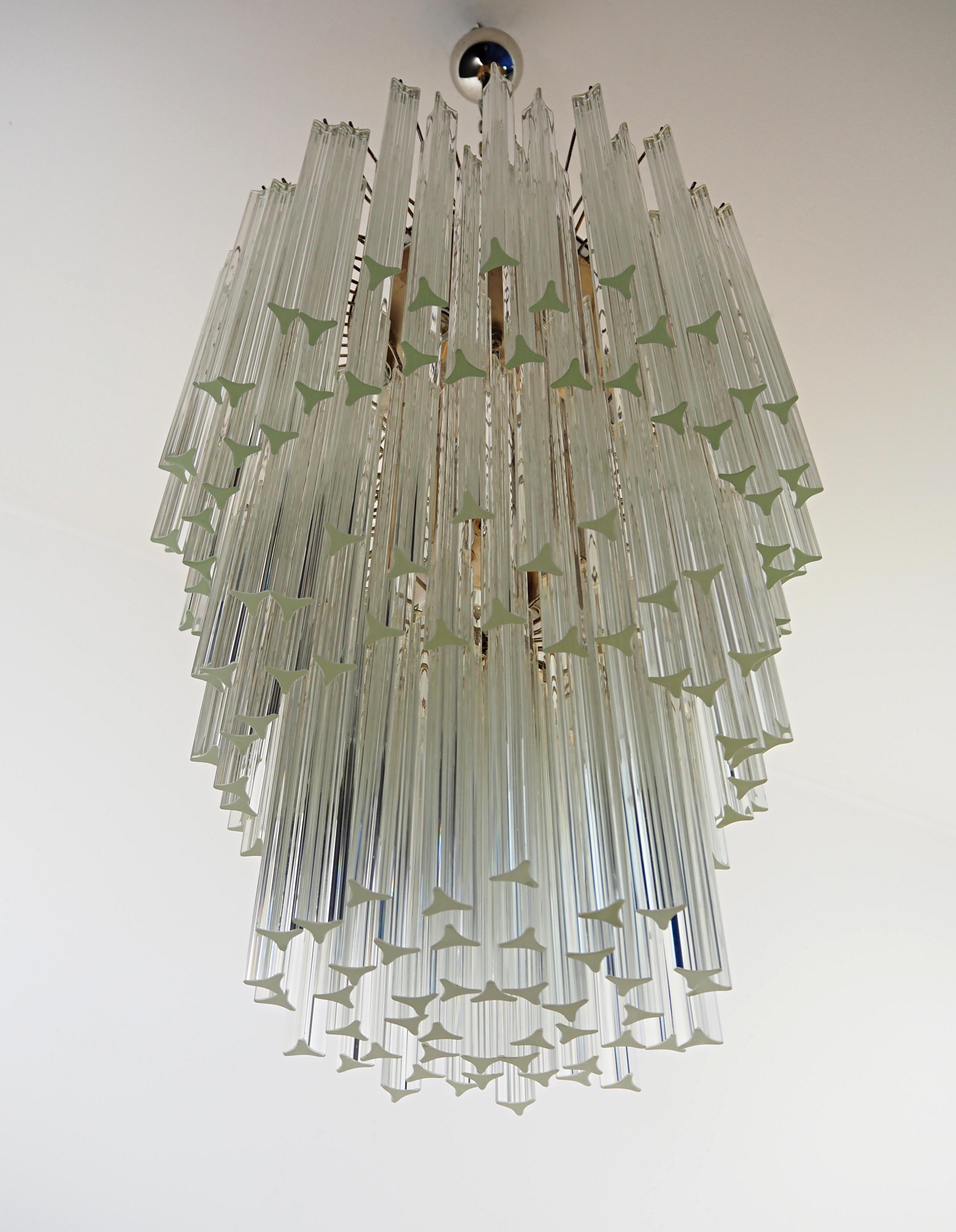 Enorme lampadario di Murano trasparente triedri - 187 prisma - modello No. in vendita 2