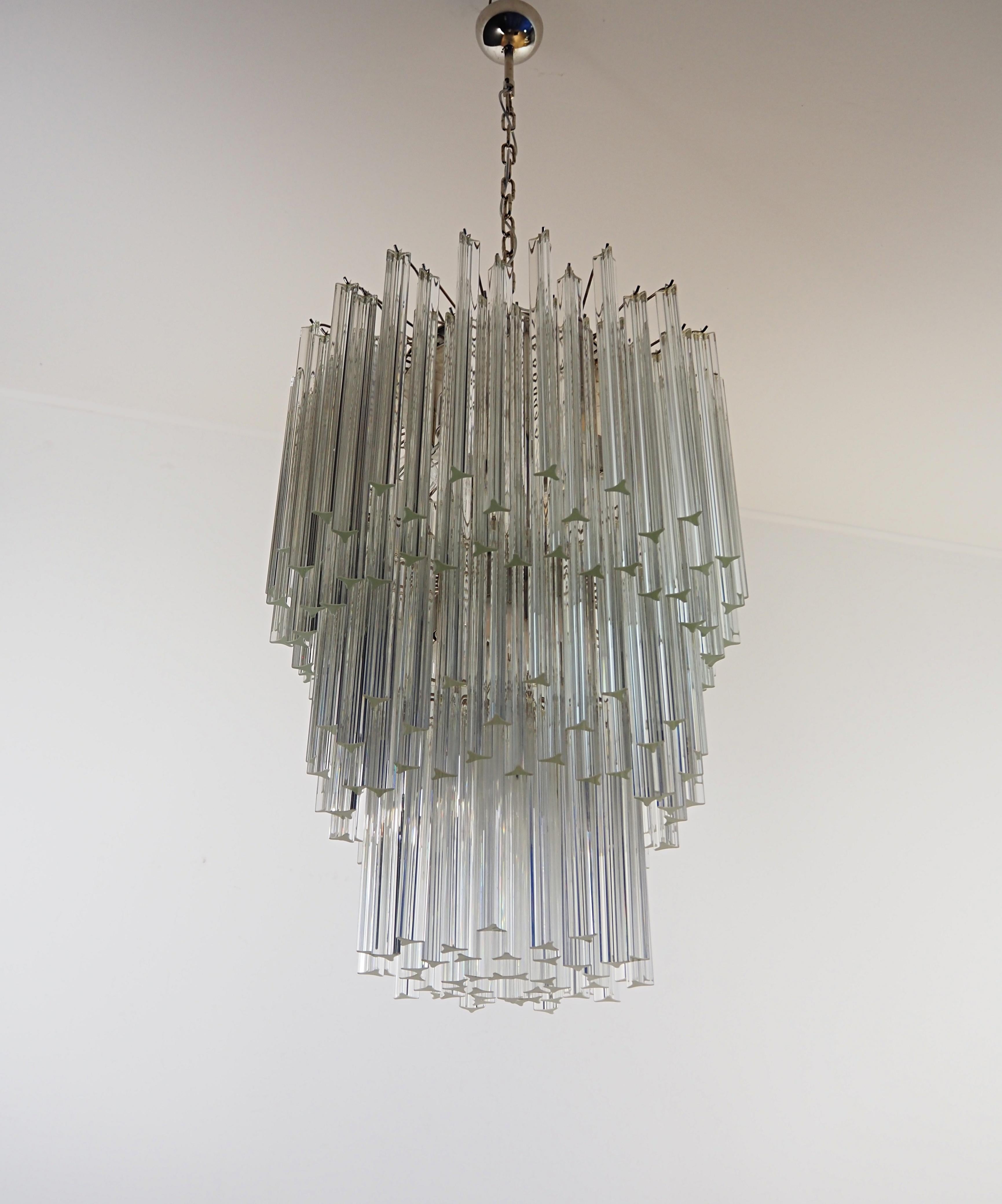 Enorme lampadario di Murano trasparente triedri - 187 prisma - modello No. in vendita 3