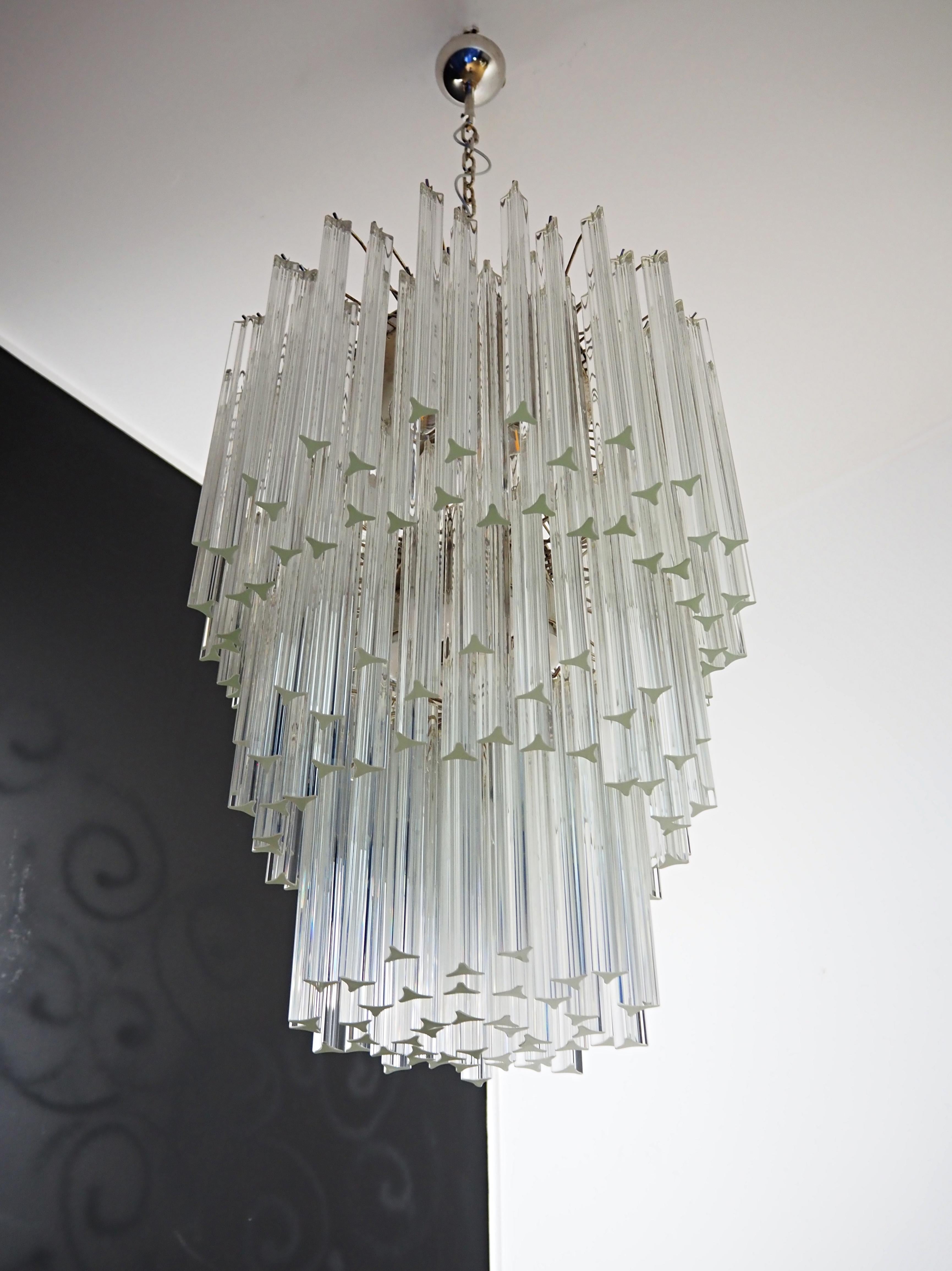 Enorme lampadario di Murano trasparente triedri - 187 prisma - modello No. in vendita 4