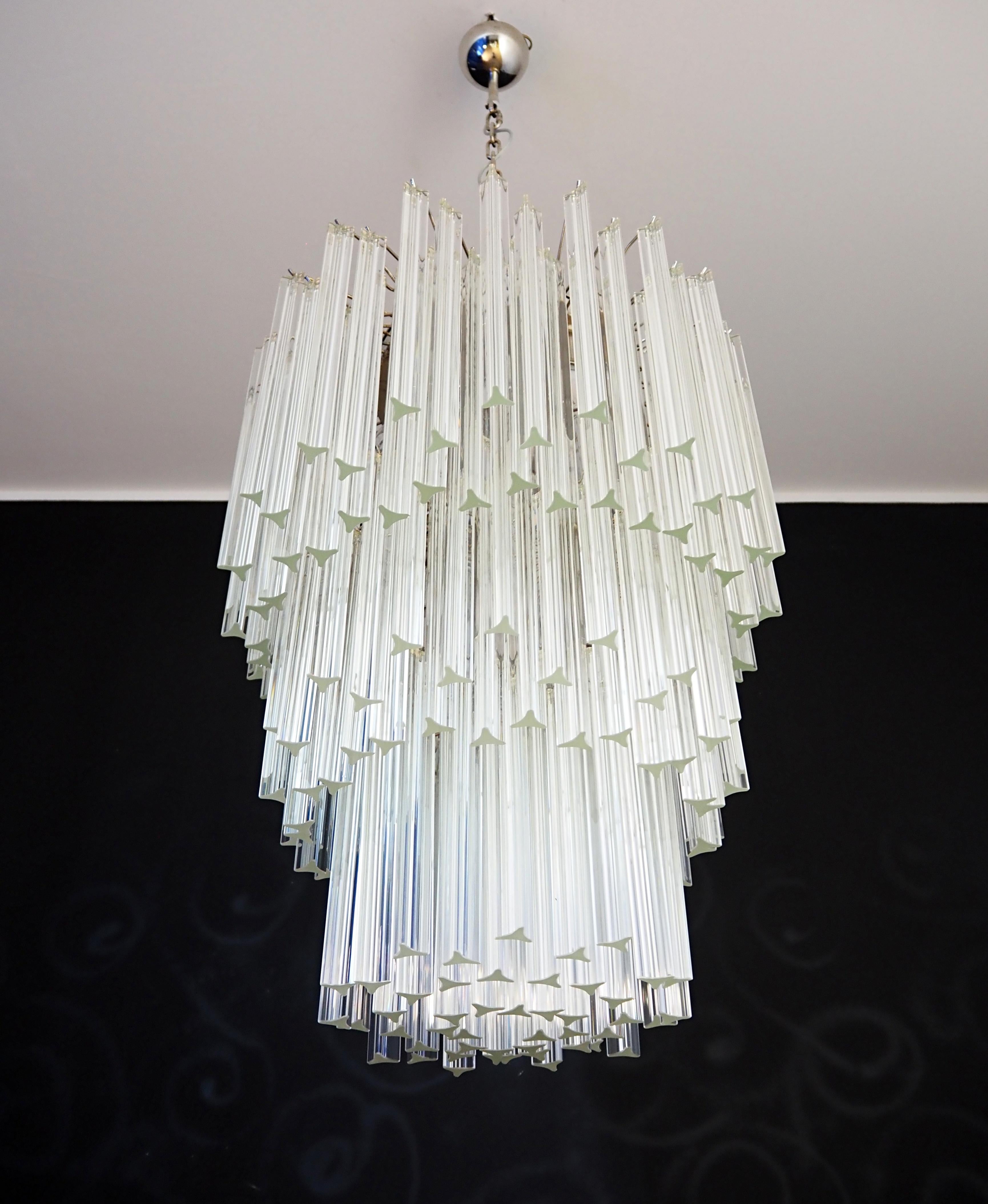 Enorme lampadario di Murano trasparente triedri - 187 prisma - modello No. in vendita 5