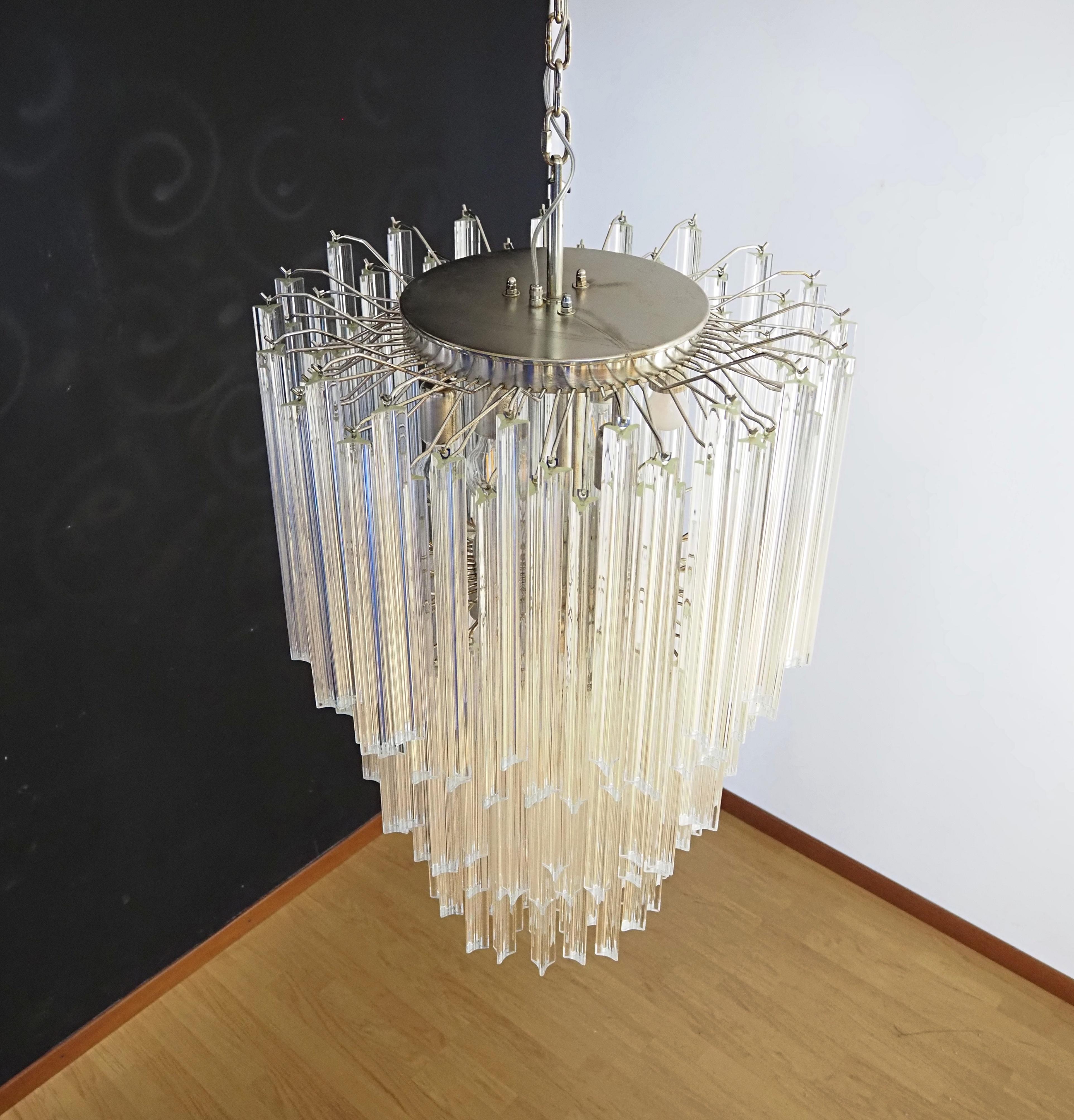 Enorme lampadario di Murano trasparente triedri - 187 prisma - modello No. in vendita 7