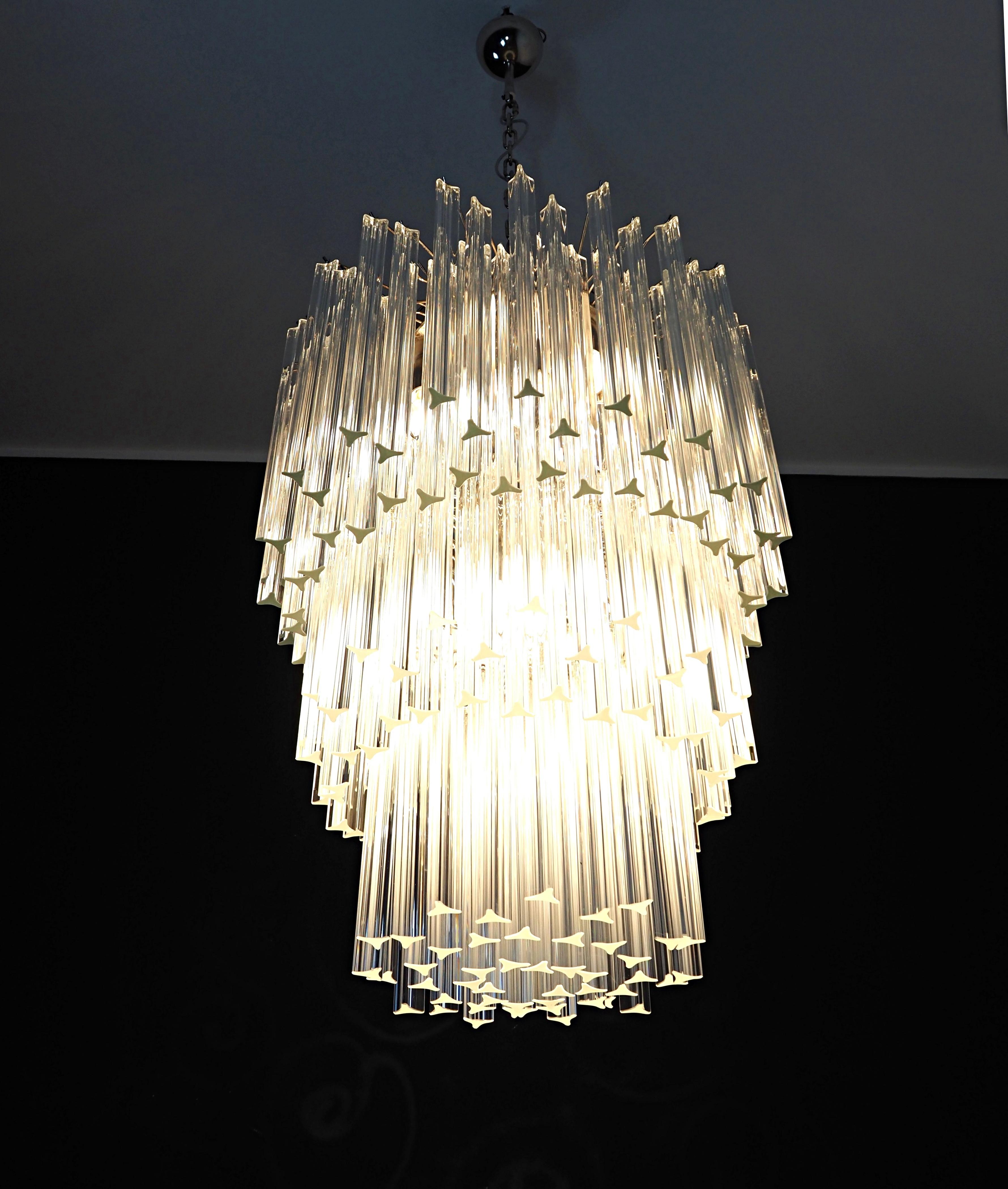 Enorme lampadario di Murano trasparente triedri - 187 prisma - modello No. in vendita 9