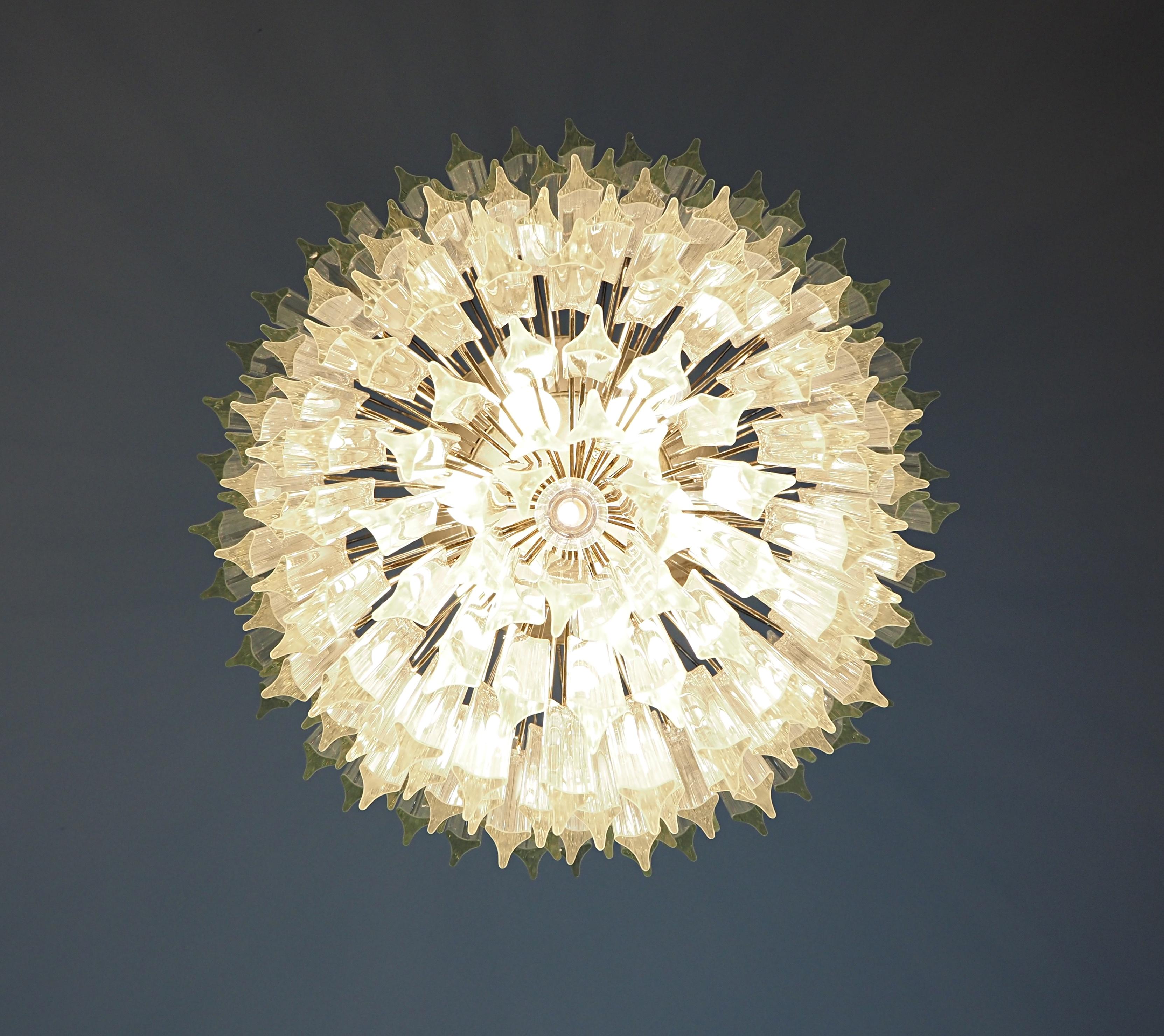 Enorme lampadario di Murano trasparente triedri - 187 prisma - modello No. in vendita 10