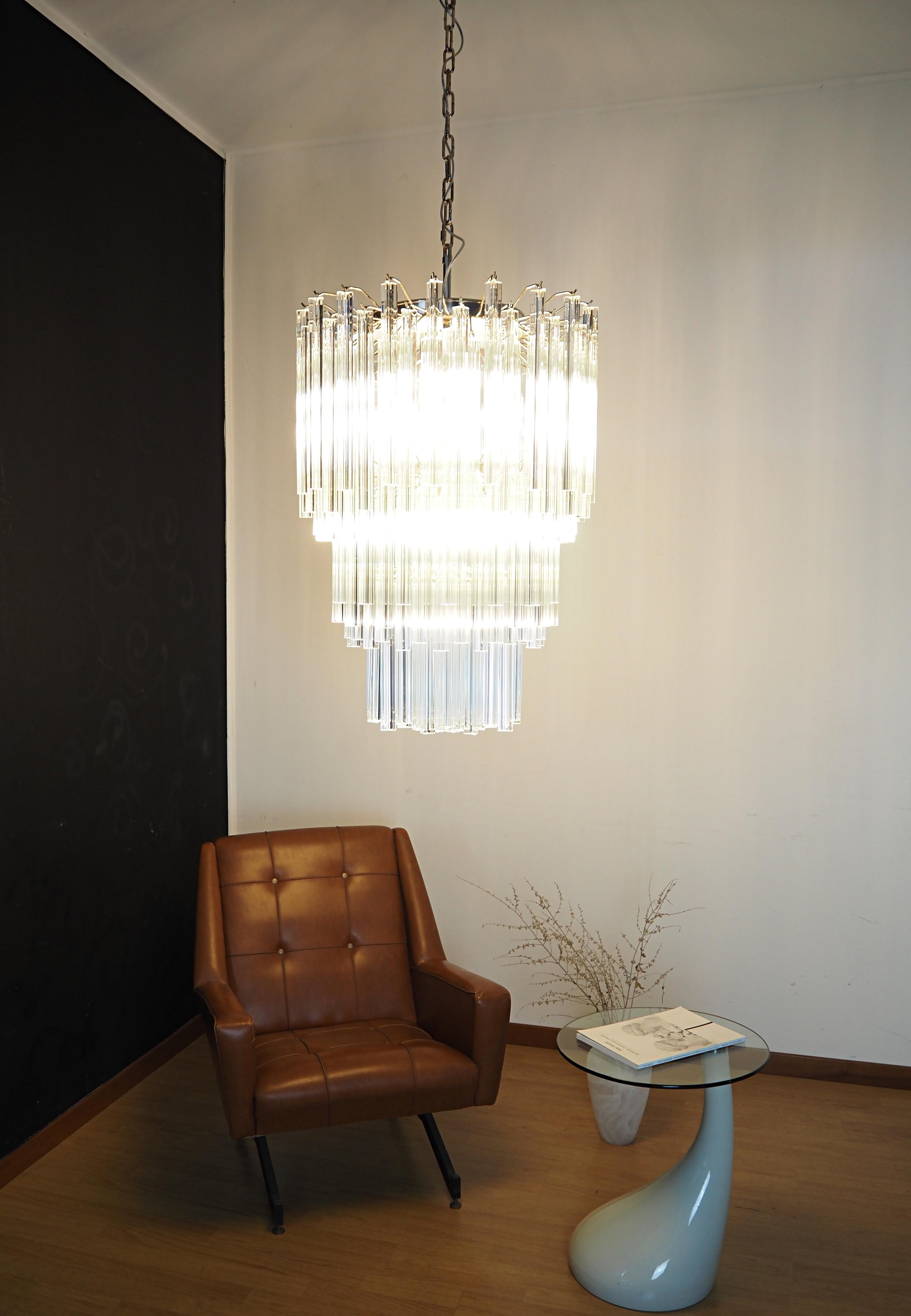 Enorme lampadario di Murano trasparente triedri - 187 prisma - modello No. In condizioni buone in vendita a Gaiarine Frazione Francenigo (TV), IT