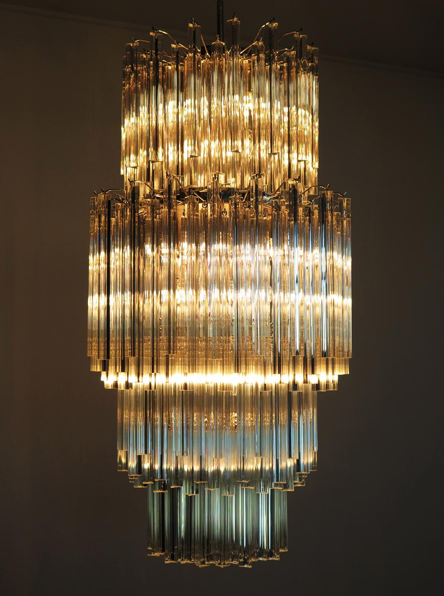 Huge Murano Chandelier Transparent Triedri, 242 Prism, Arianna Model 3