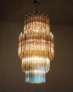 Riesiger Murano-Kronleuchter Transparent Triedri, 242 Prisma, Modell Arianna