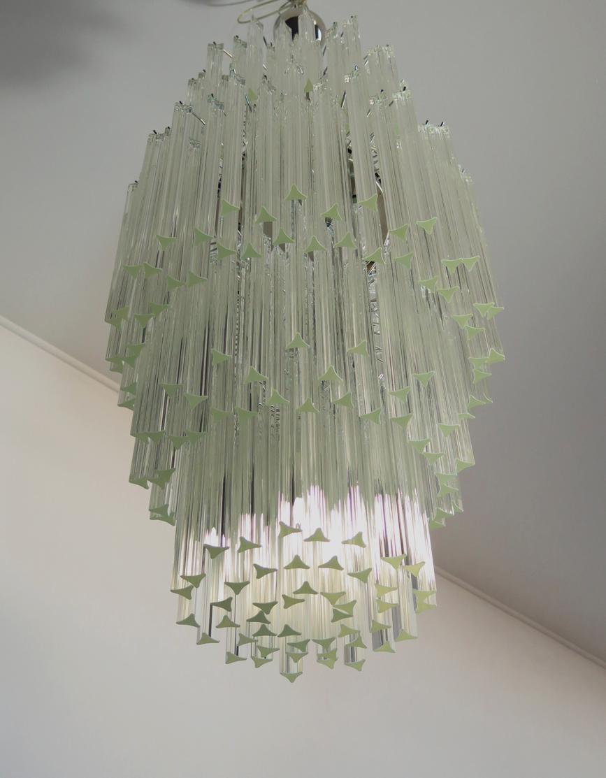 Late 20th Century Huge Murano Chandelier Transparent Triedri, 242 Prism, Arianna Model