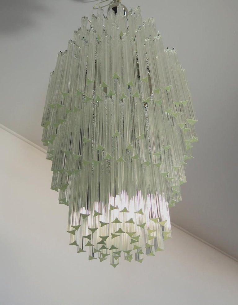 Late 20th Century Huge Murano Chandelier Transparent Triedri, 242 Prism, Arianna Model For Sale