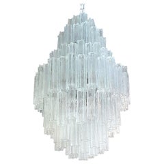 Huge Murano Clear Glass Chandelier, Toni Zuccheri for Venini, Mid-Century Modern