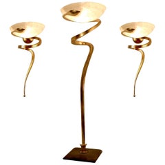 Huge Murano Floor Lamp and Two Wall Sconces, Enzo Ciampalini, 1970s