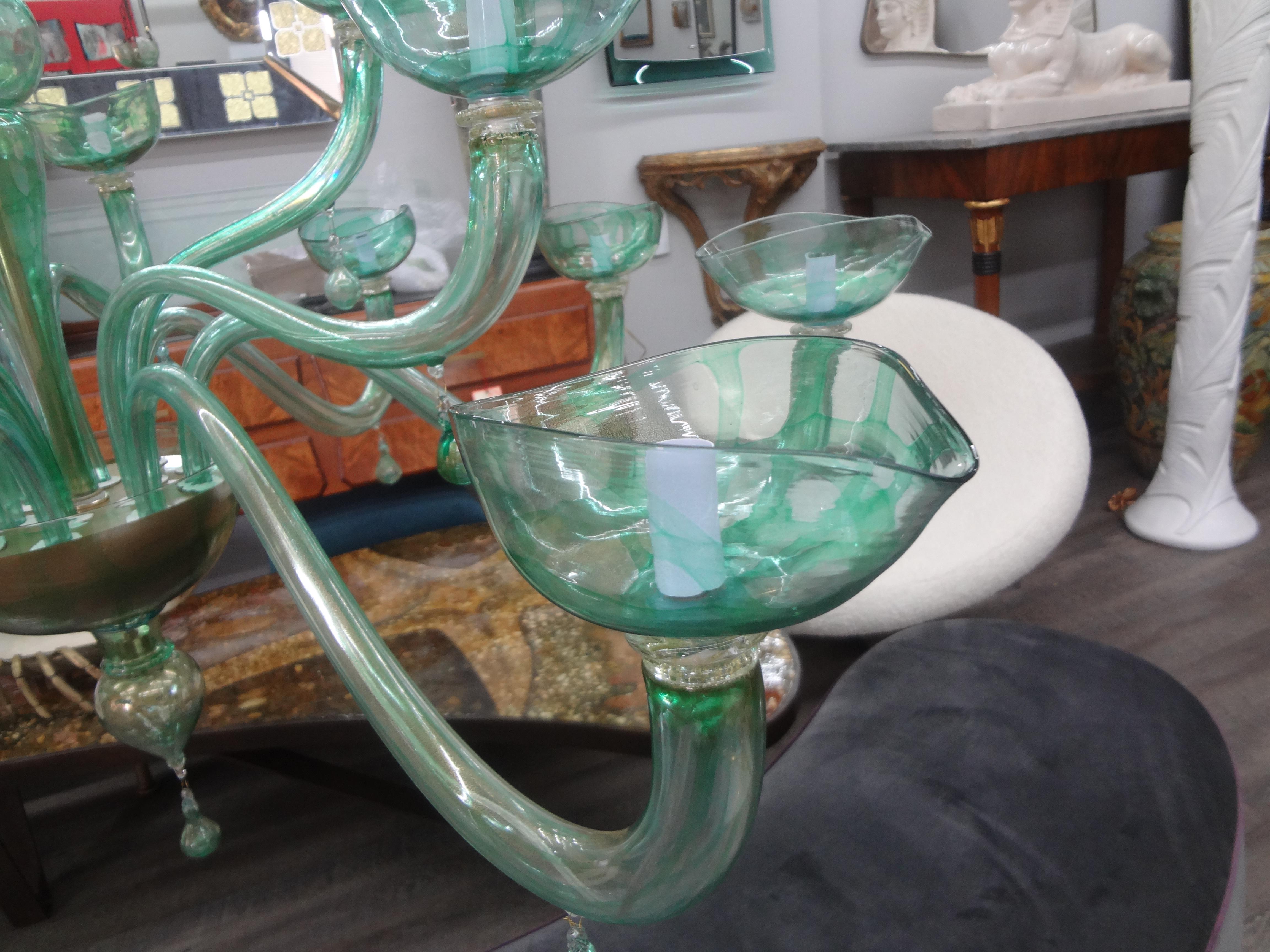 Hollywood Regency Huge Murano Glass Chandelier Attributed To Venini For Sale