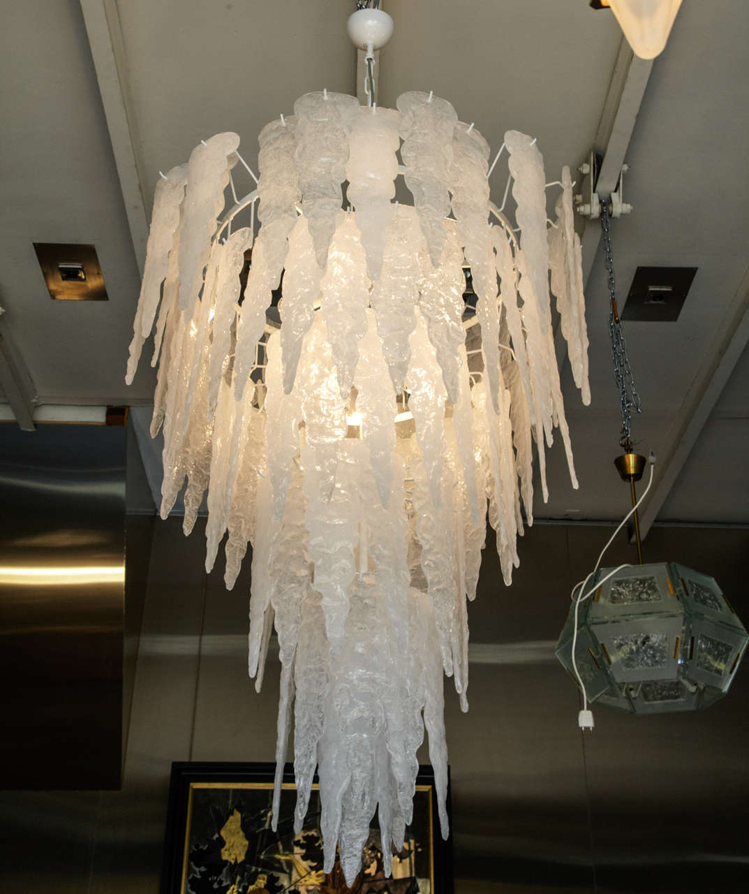 Italian Huge Murano Glass Chandelier in the Style of Seguso