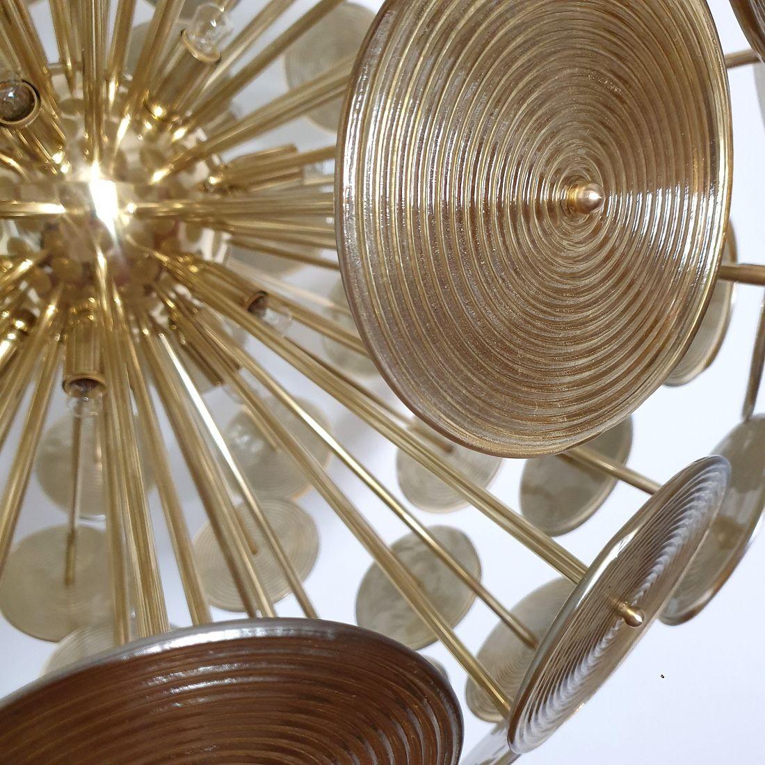 Huge Murano glass disc Sputnik chandelier For Sale 4