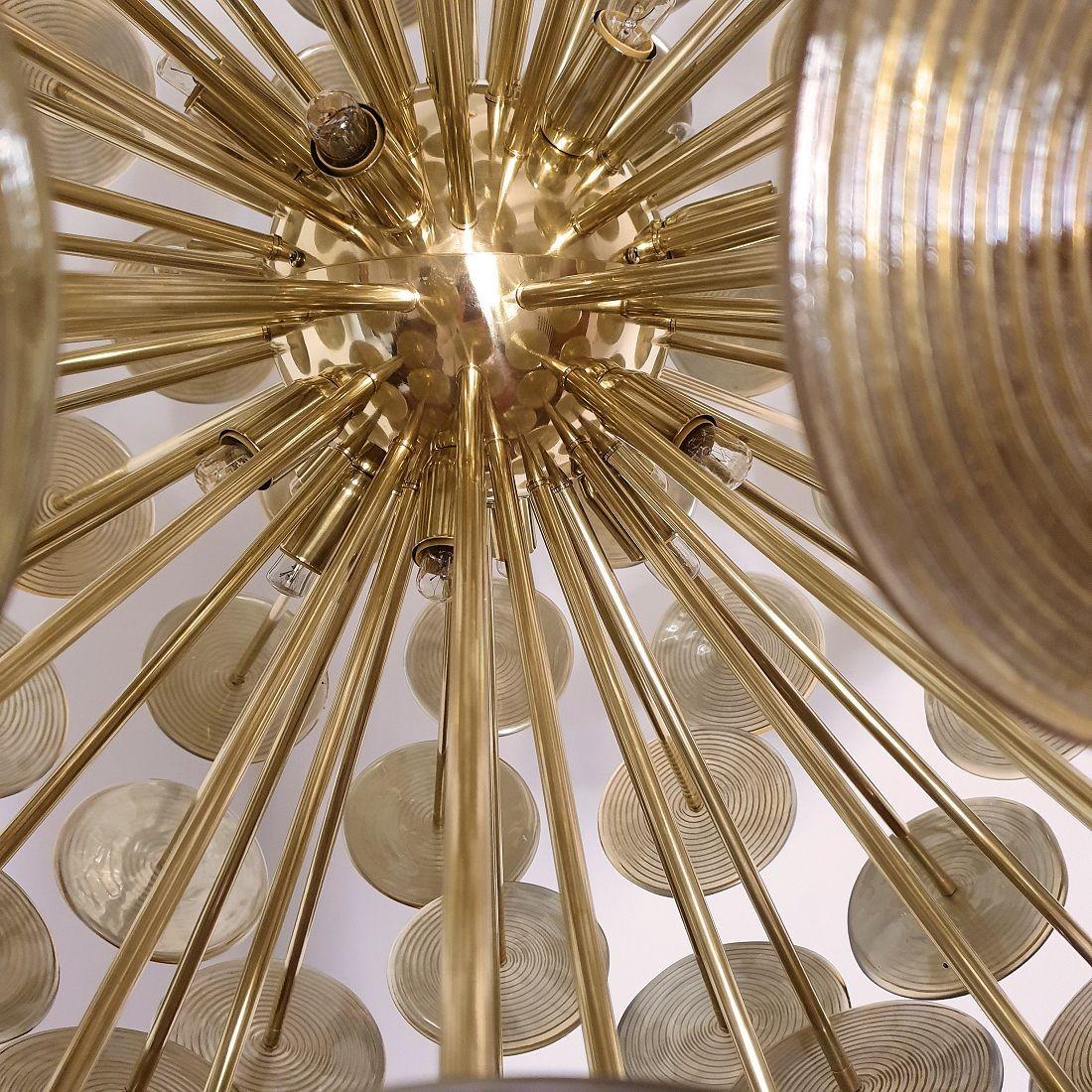 Huge Murano glass disc Sputnik chandelier For Sale 5