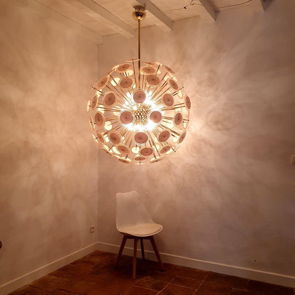 Mid-Century Modern Huge Murano glass disc Sputnik chandelier For Sale