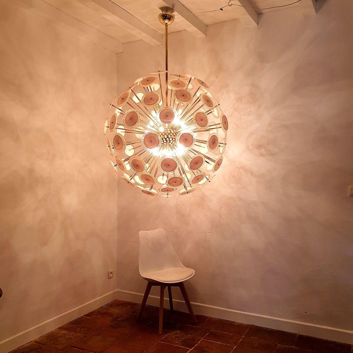 Mid-Century Modern Huge Murano glass disc Sputnik chandelier For Sale