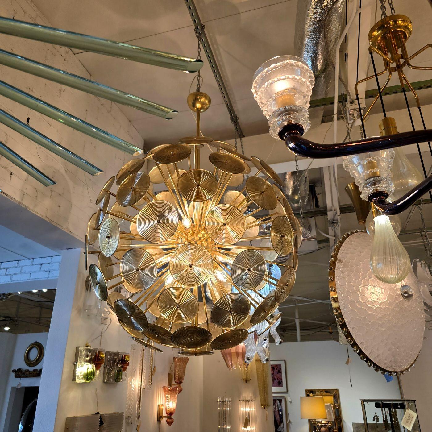 Italian Huge Murano glass disc Sputnik chandelier For Sale