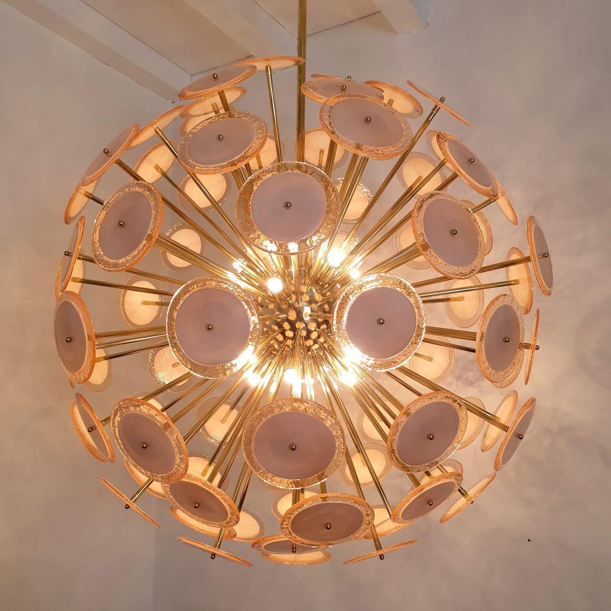 Late 20th Century Huge Murano glass disc Sputnik chandelier For Sale