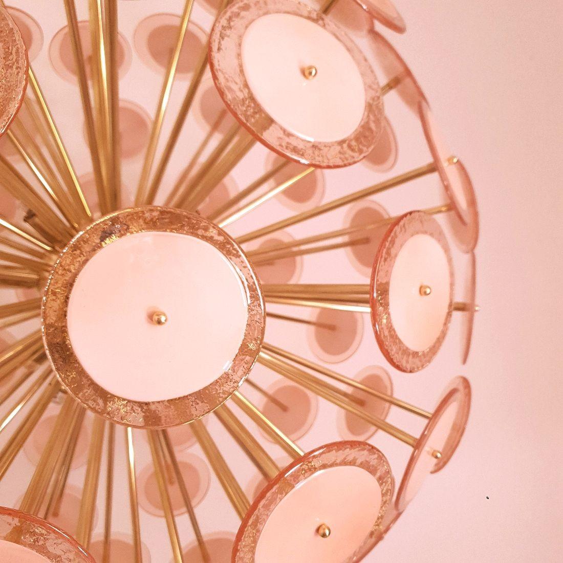 Brass Huge Murano glass disc Sputnik chandelier For Sale