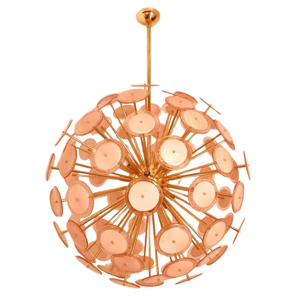 Huge Murano glass disc Sputnik chandelier For Sale