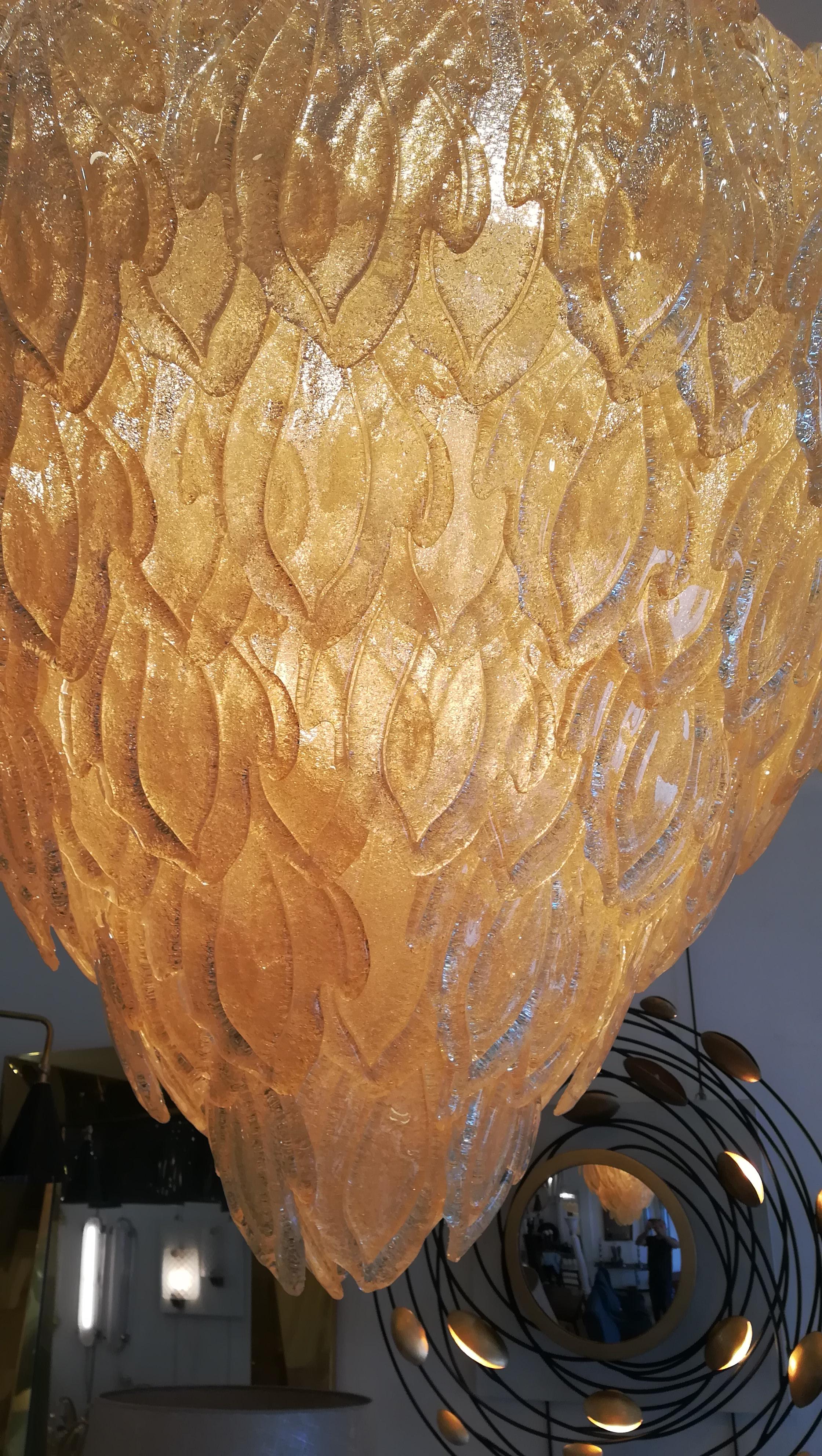 Mid-Century Modern Huge Murano Glass Golden Glass Pendant For Sale