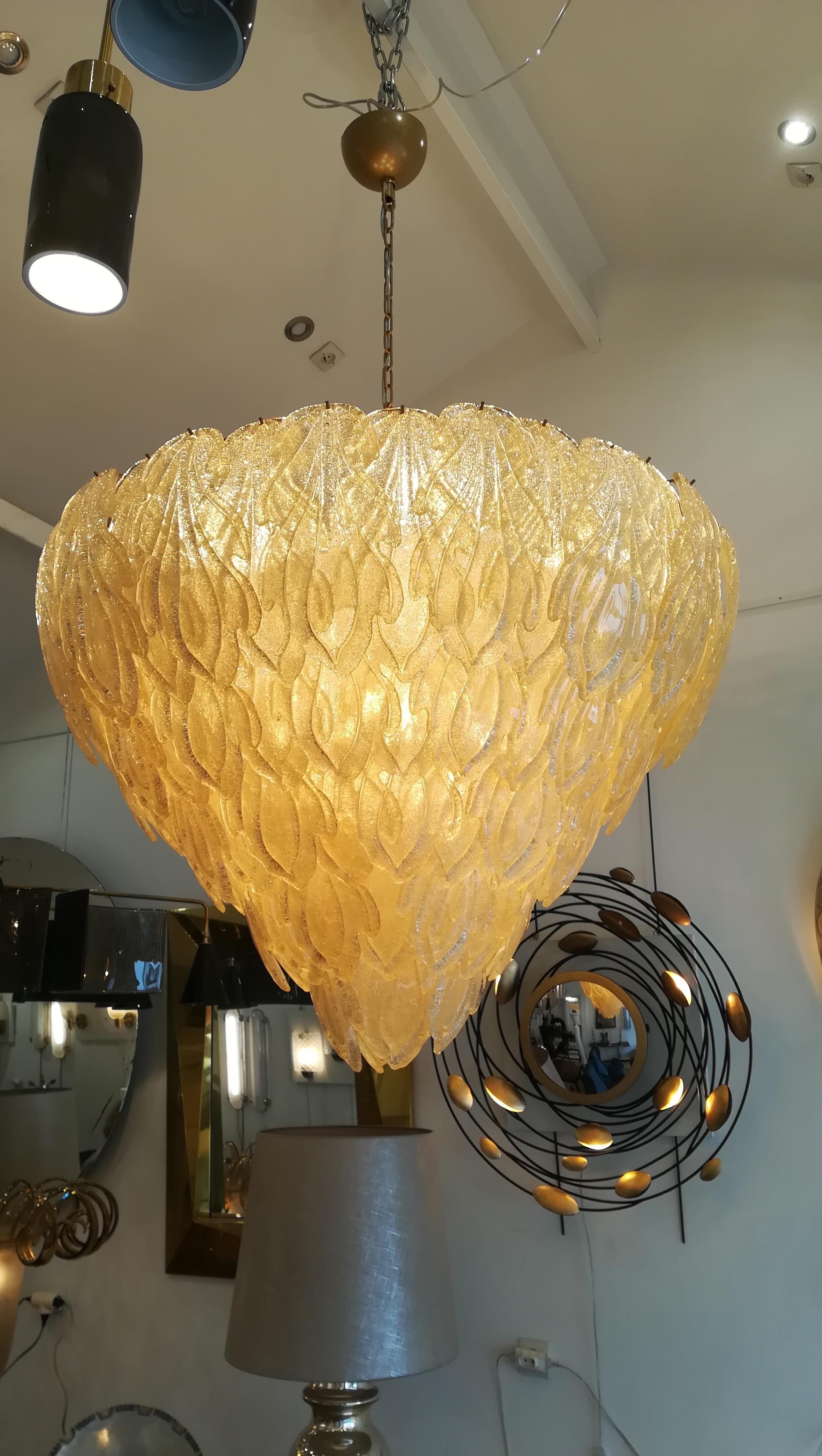 20th Century Huge Murano Glass Golden Glass Pendant For Sale