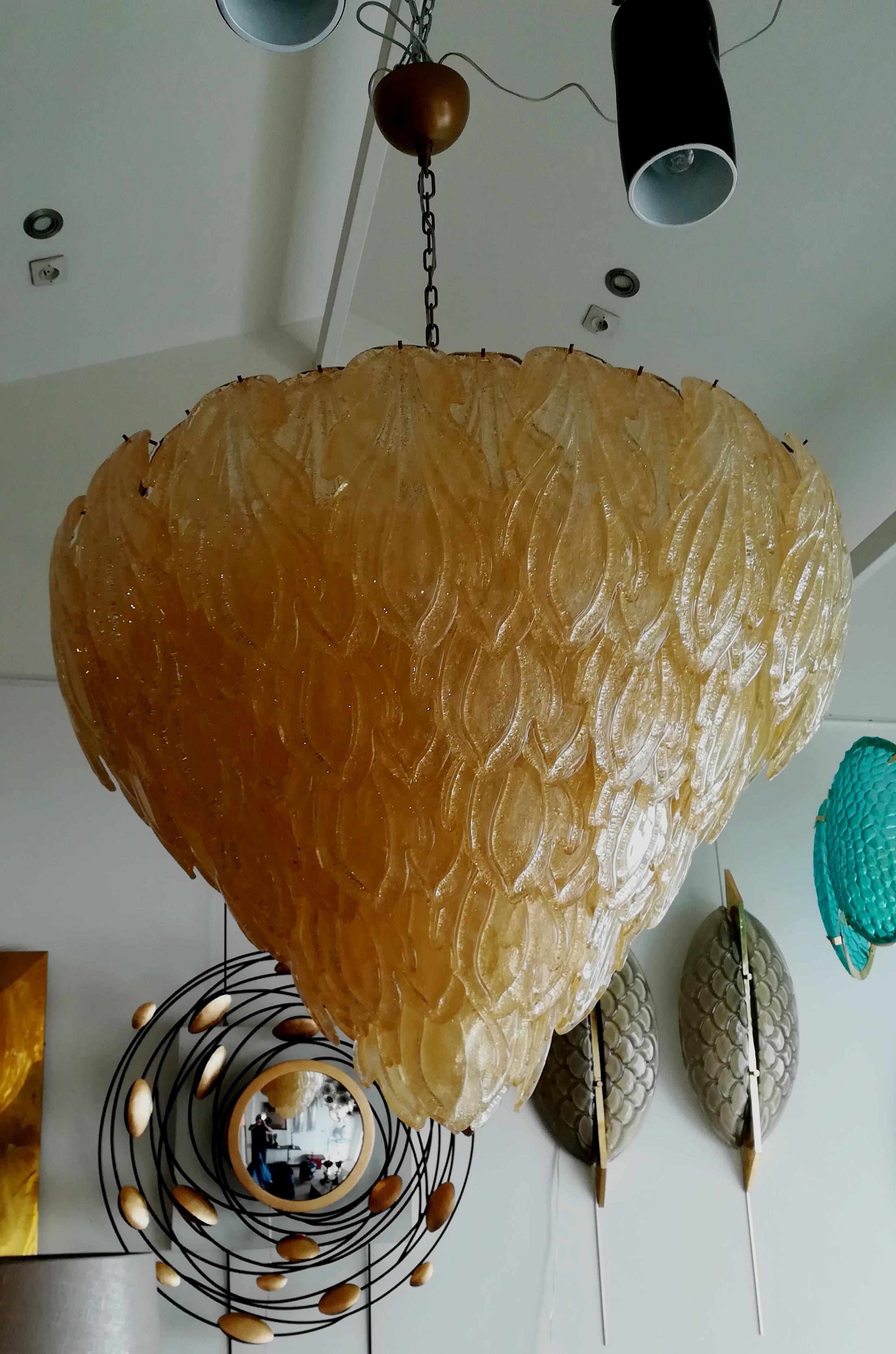 Huge Murano Glass Golden Glass Pendant For Sale 1