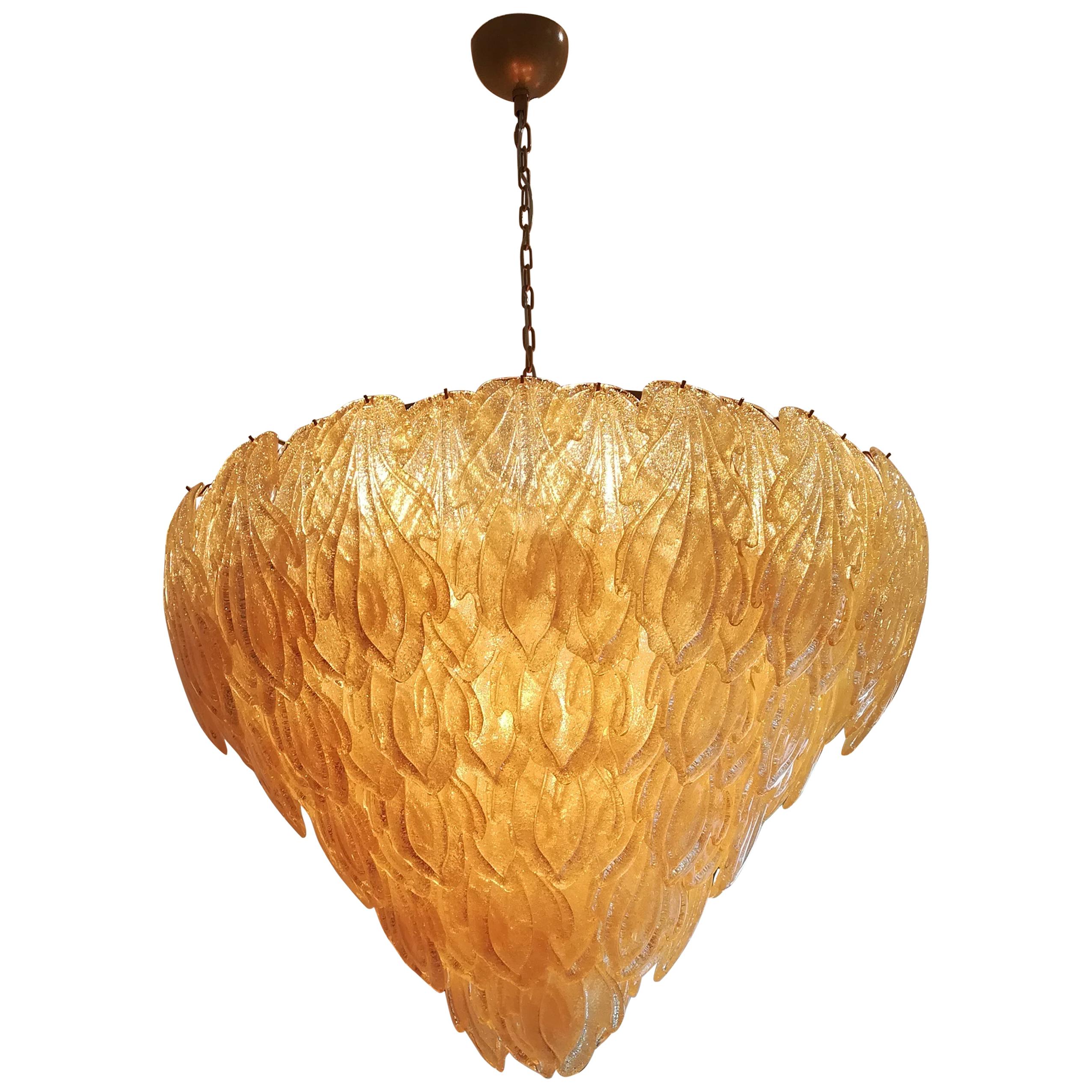 Huge Murano Glass Golden Glass Pendant
